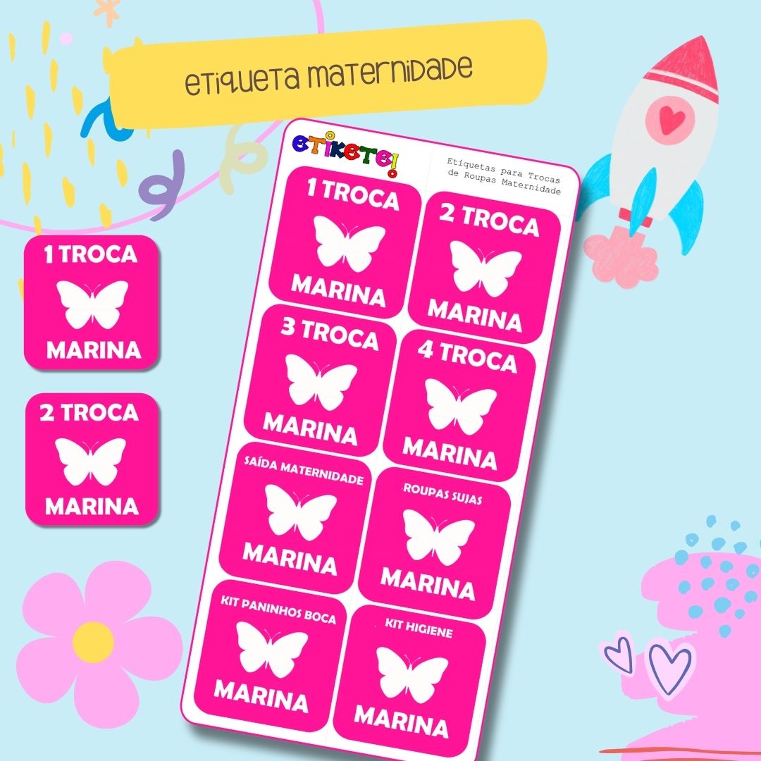 Kit de Etiquetas para Saquinho de Troca - Maternidade