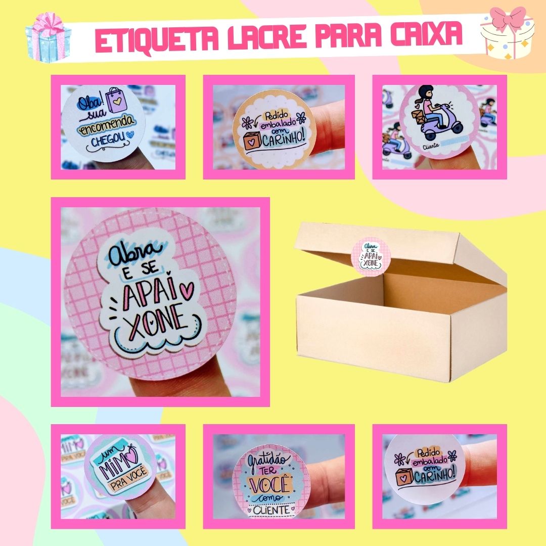 Adesivas lacre de caixa. Agradecimento Encomenda  - Um mimo para você -  carinho