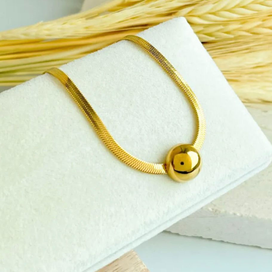 PULSEIRA ESFERA LUXUOSA, AÇO INOX BANHADO