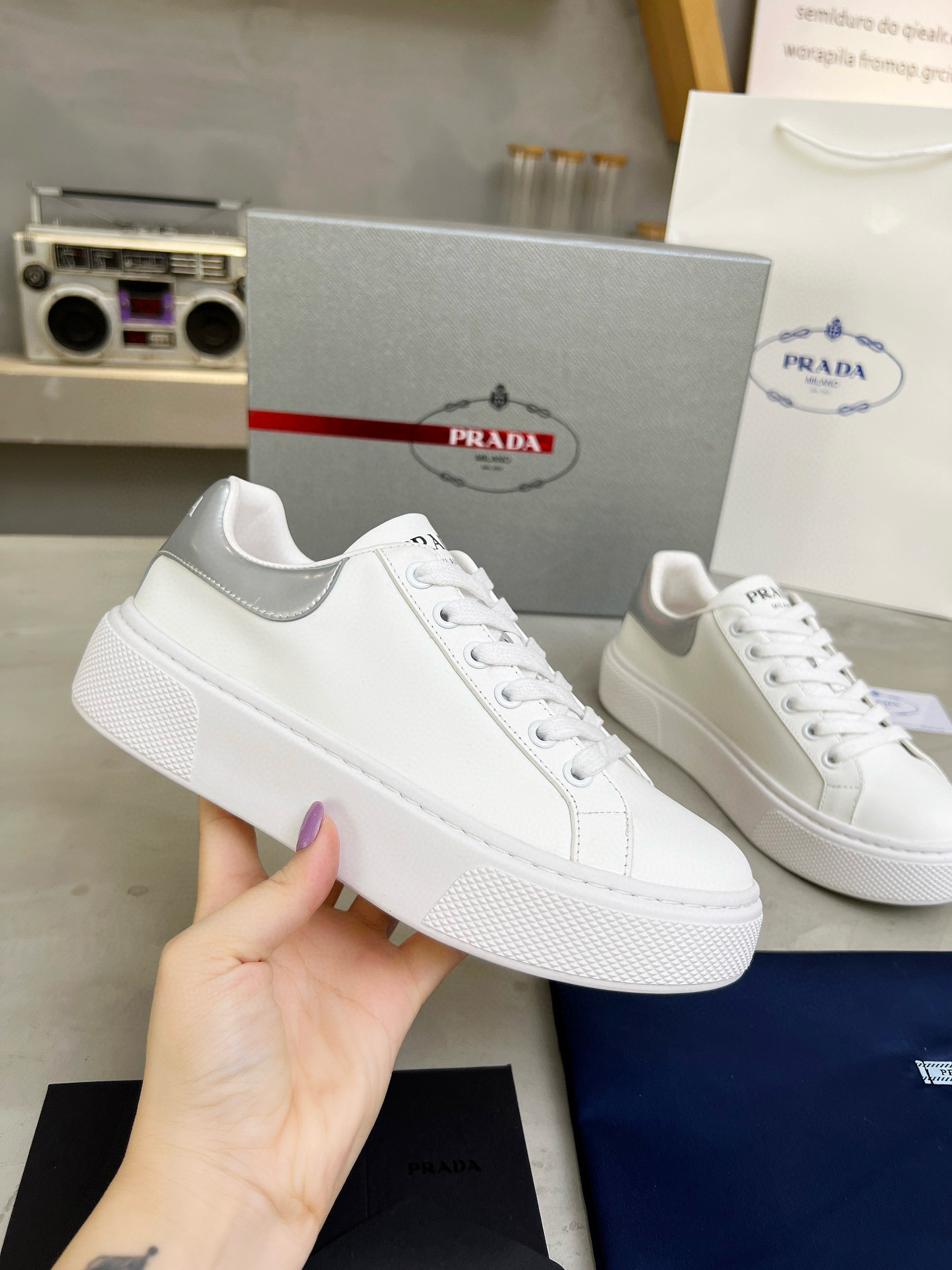 Sneaker Prada White/Grey