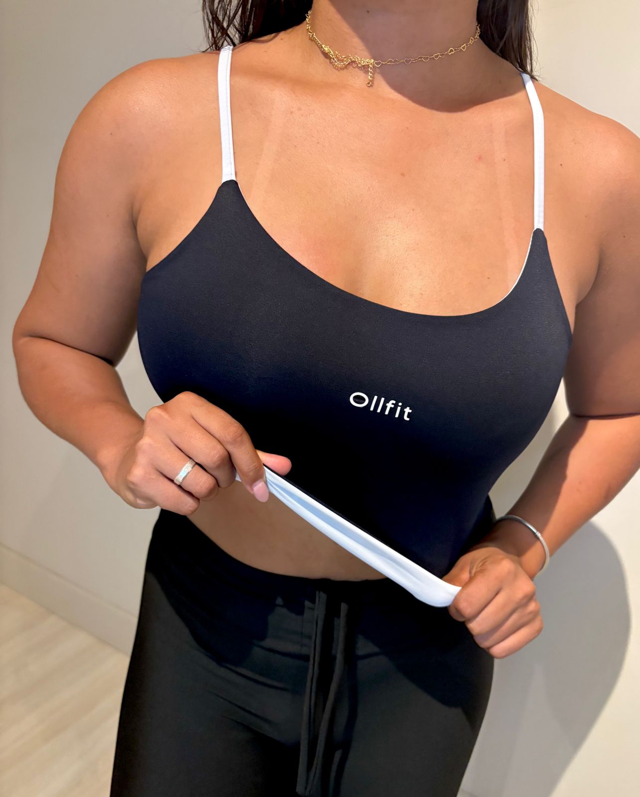 Regata Dupla Face alças finas Preto/Branco