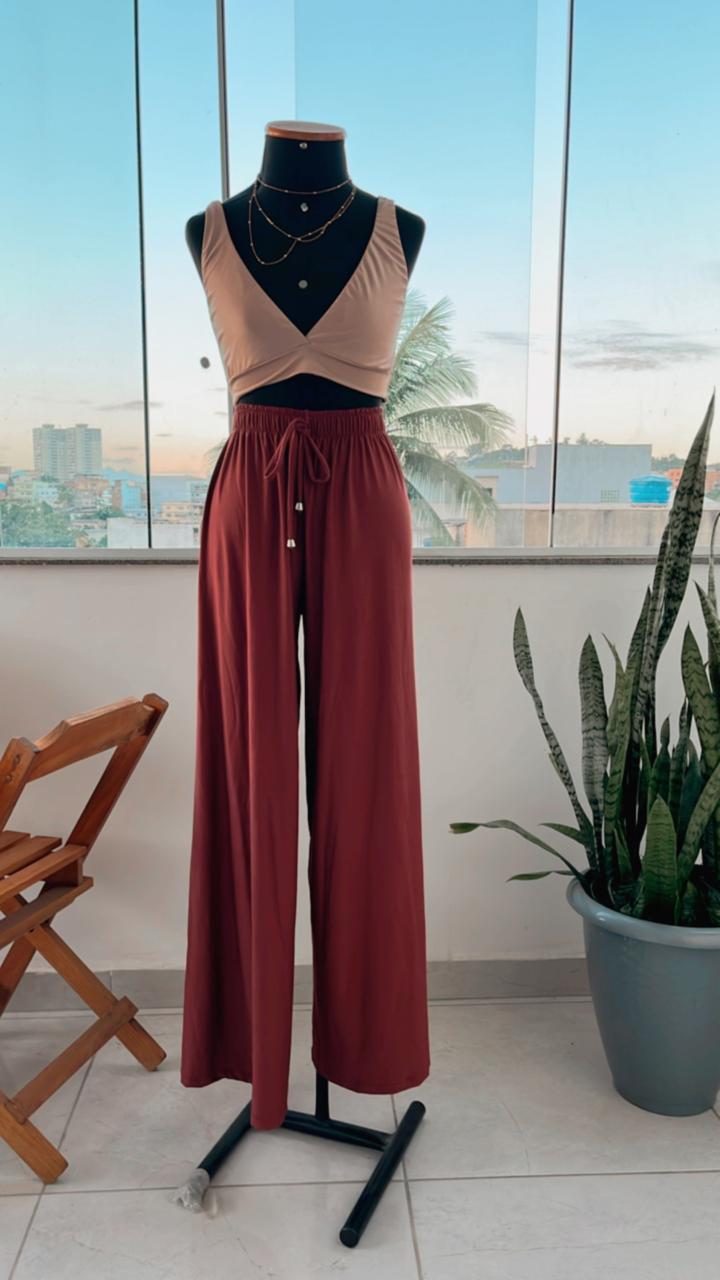 Calça Pantalona - Telha