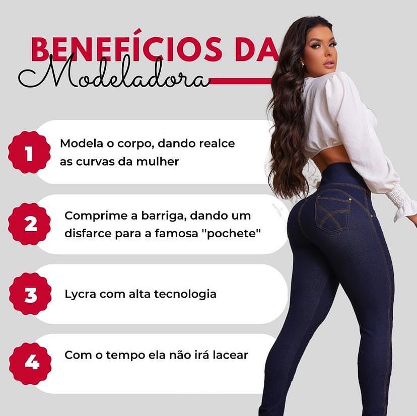 Calça Preta + Azul Jeans - Kit c 2/ Calças Jeans UltraModel - detalhes 2