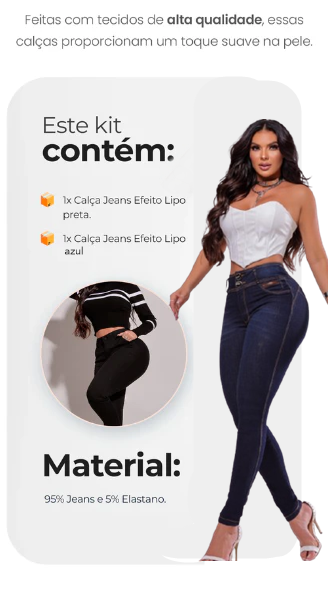 Calça Preta + Azul Jeans - Kit c 2/ Calças Jeans UltraModel - detalhes 3