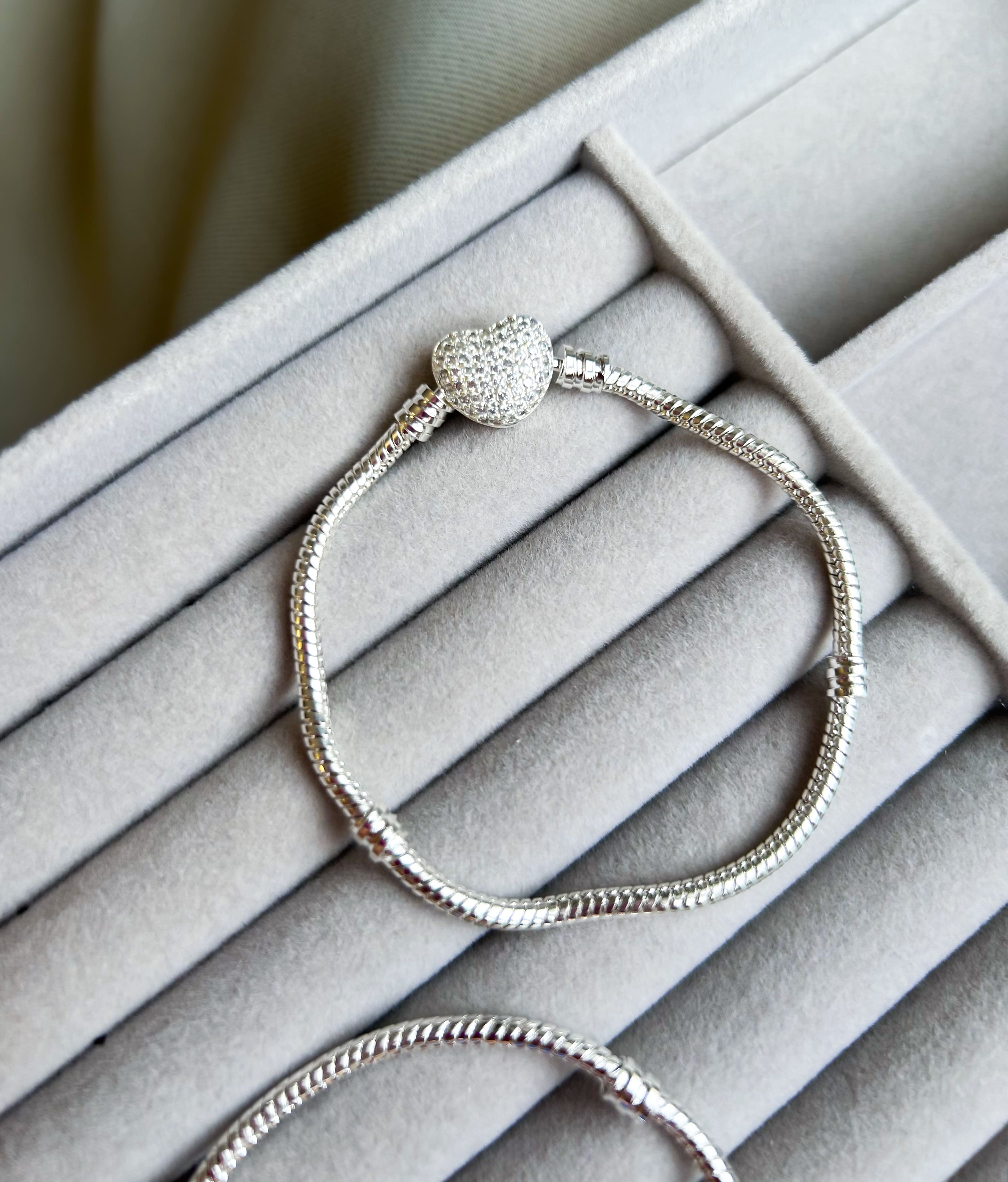 Pulseira De Berloque Coração Cravejado