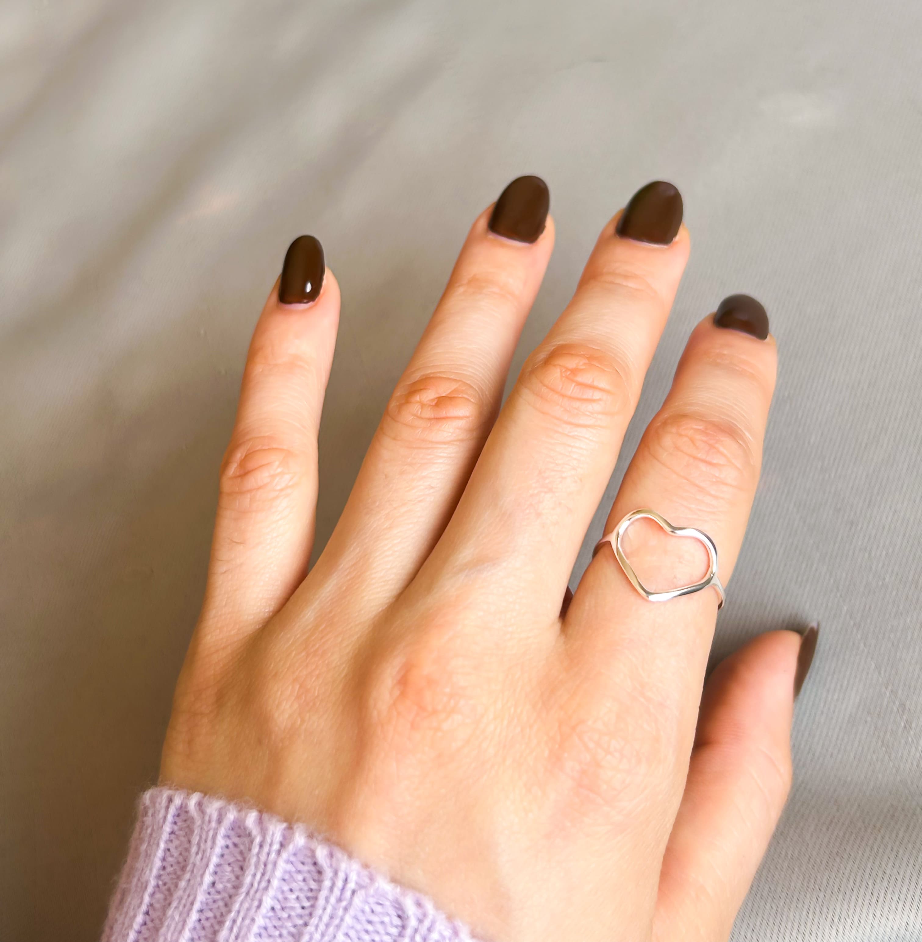 Anel Regulável Coração Vazado