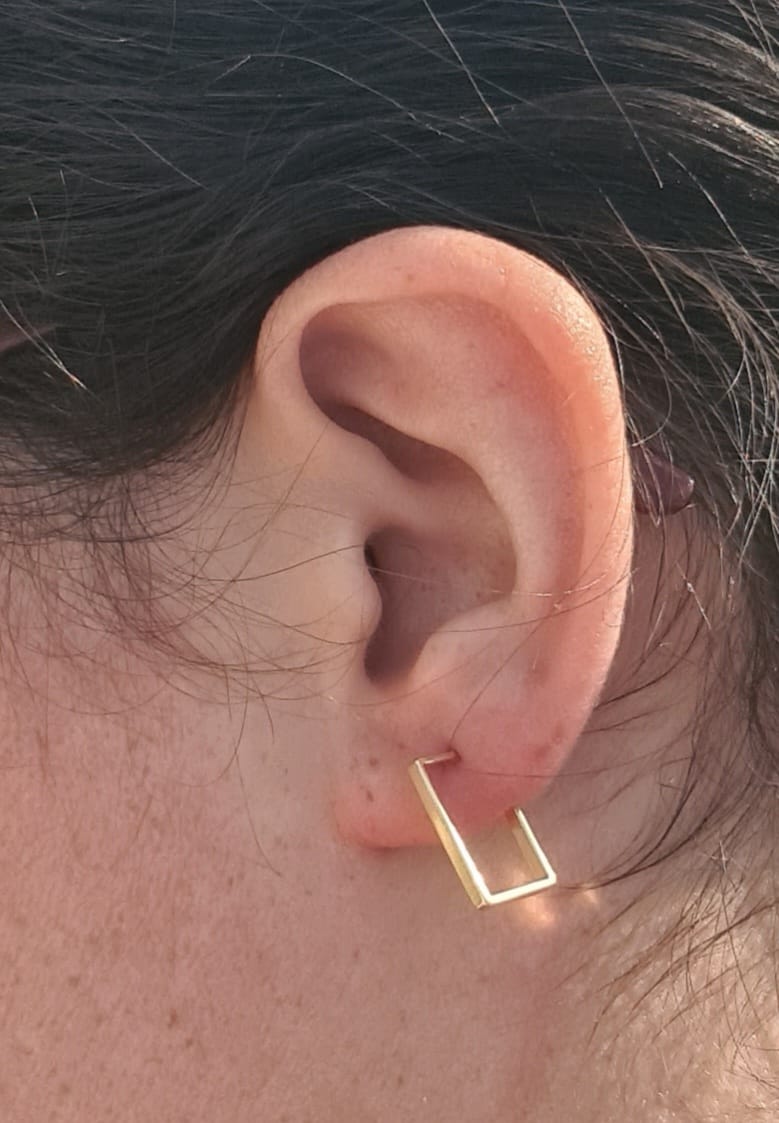 cod. 16-  Brinco Retangular Pequeno ( Banhado a ouro 18k)