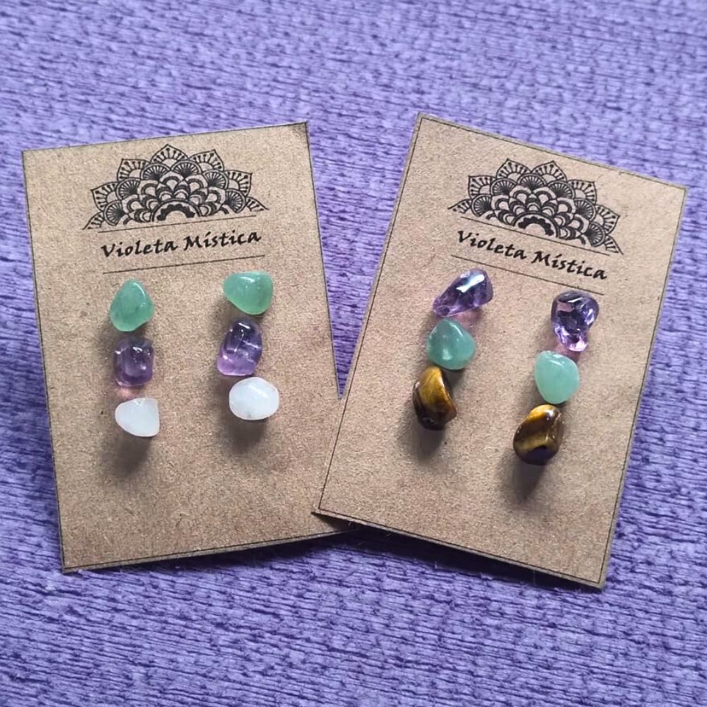 Kit de Brincos para 3 Furos - Brinco de pedras e Cristais