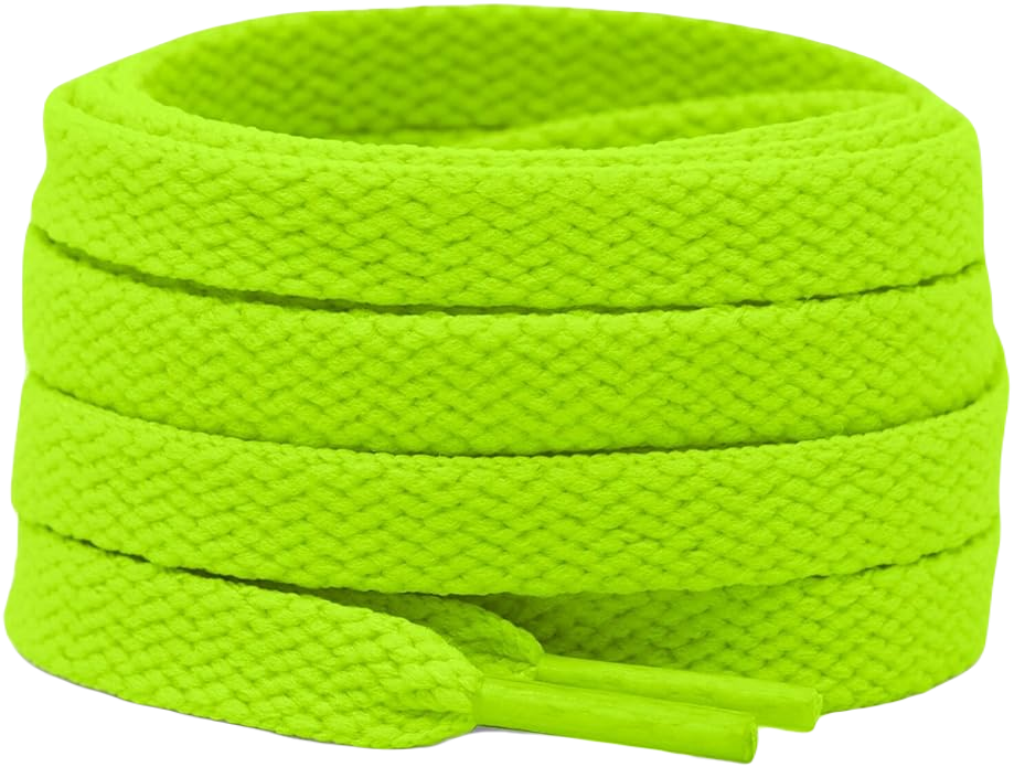 Cadarço Verde Neon chato 70cm 90cm 120cm - Infantil e adulto Poliéster