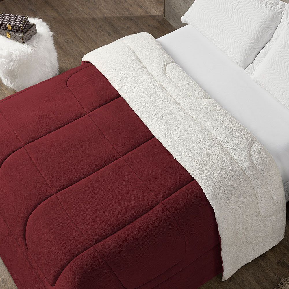 Coberdrom Cobertor Casal King Maya Dupla Face Manta Fleece e Sherpa de Carneiro