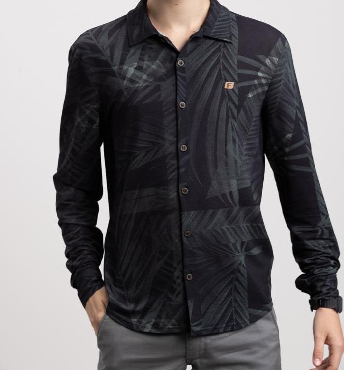 CAMISA MALHA MARBELLA FOLHAGENS FICO