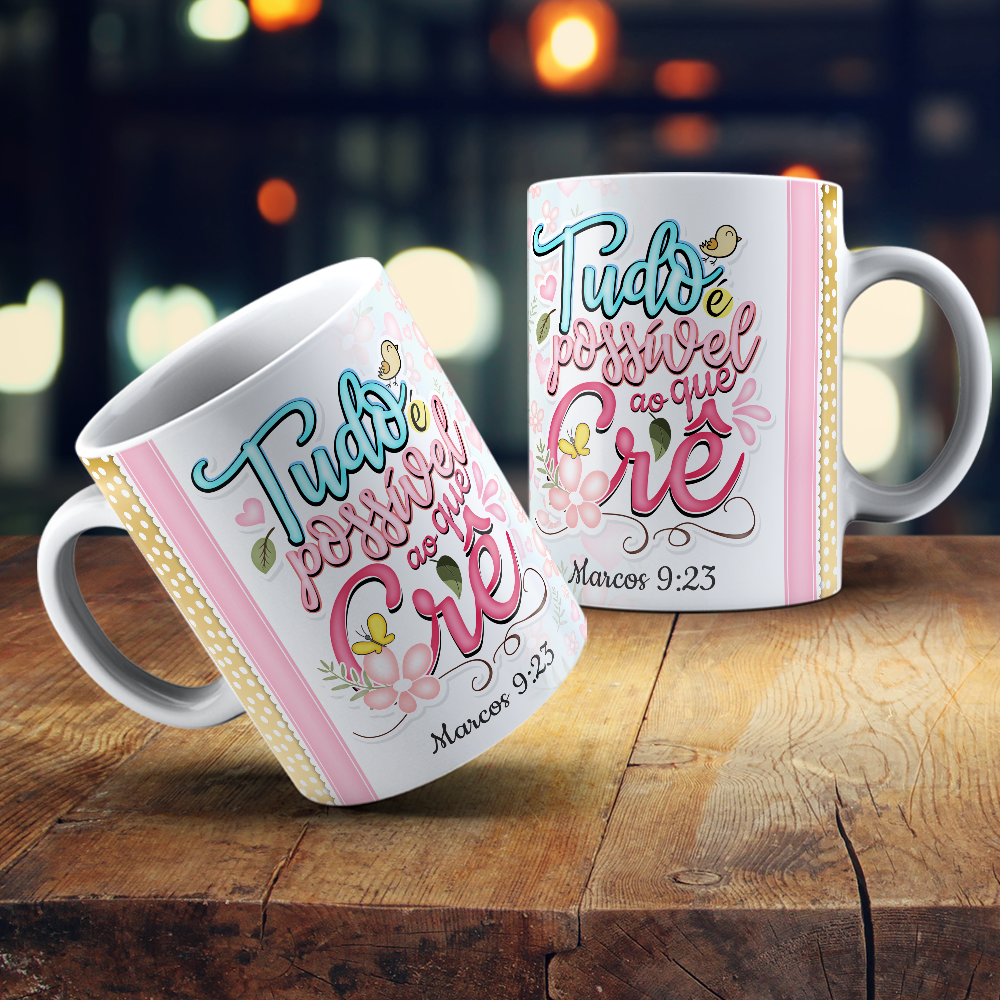 Caneca Branca Tema Religioso - Frases Diversas