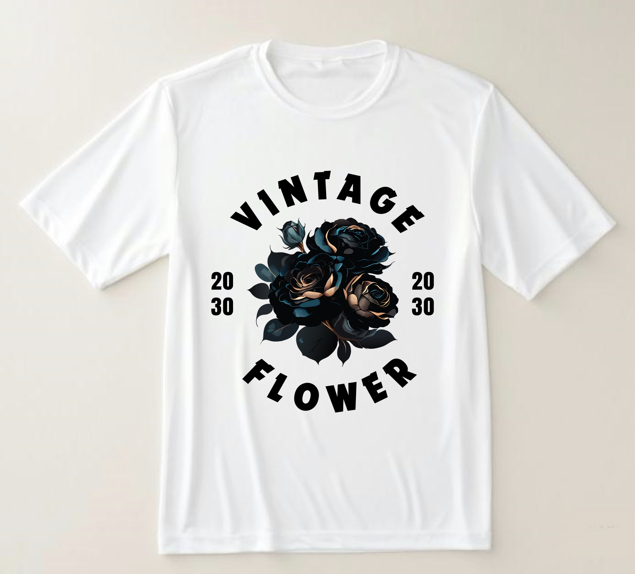 Camiseta "Vintage Flower 2030" - Elegância Atemporal e Mistério Floral
