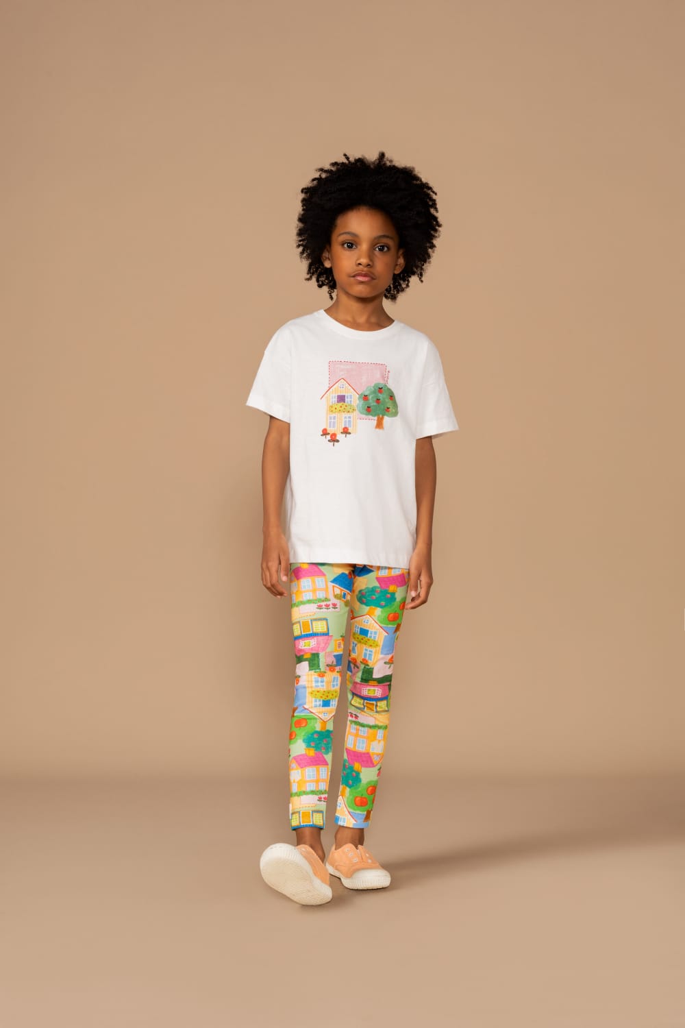 Conjunto Infantil de Blusa em Algodão e Calça Legging Estampada