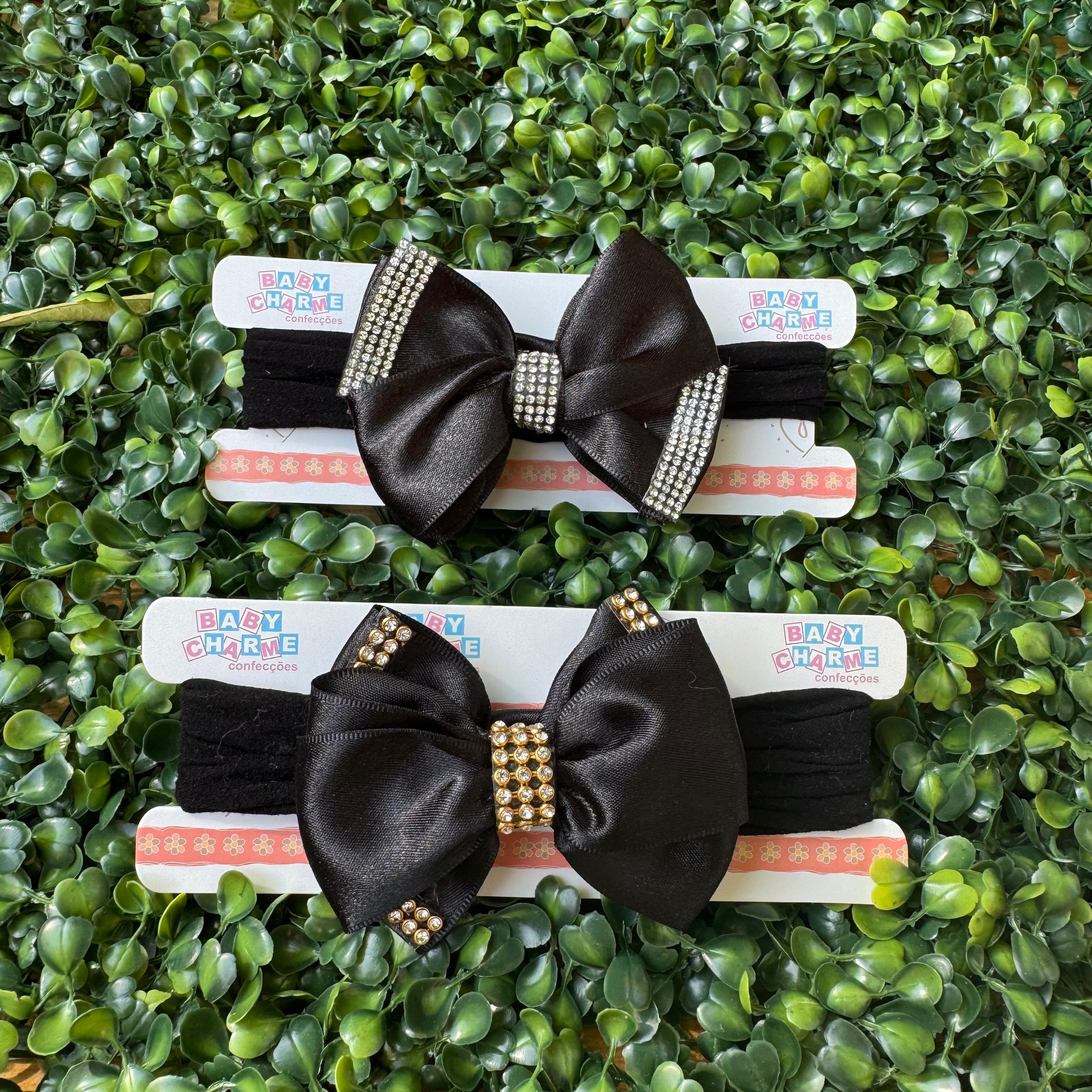 Tiara de Meia com Laço e Strass