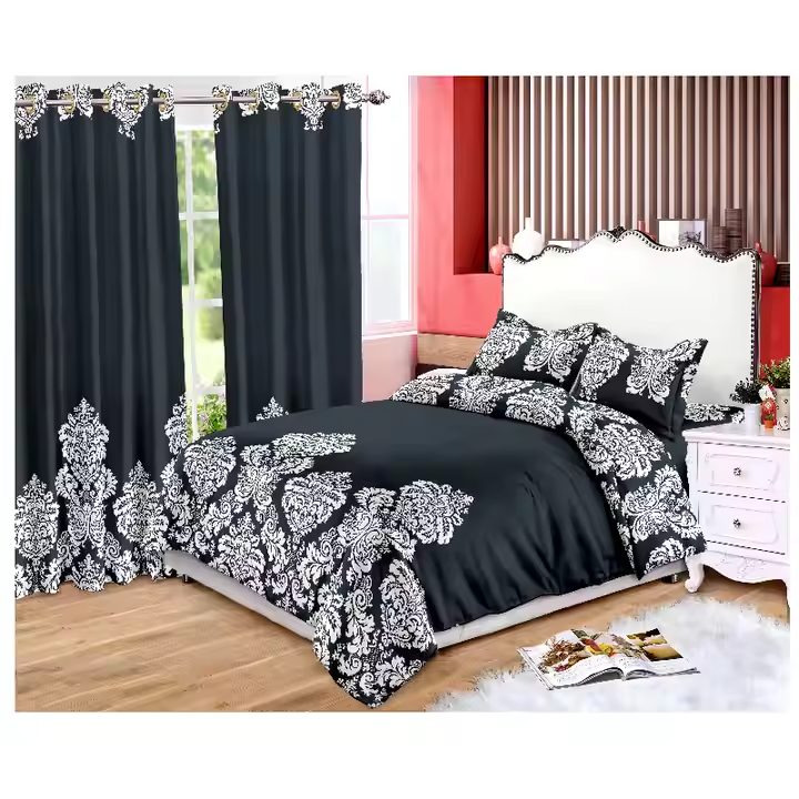 jogo de cama Estilo acrílico Personalizado multi tamanho king Poliéster Folha e Cortina cama