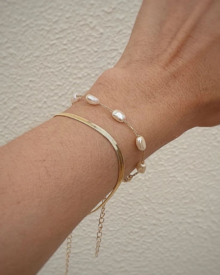 Pulseira pérola baguete