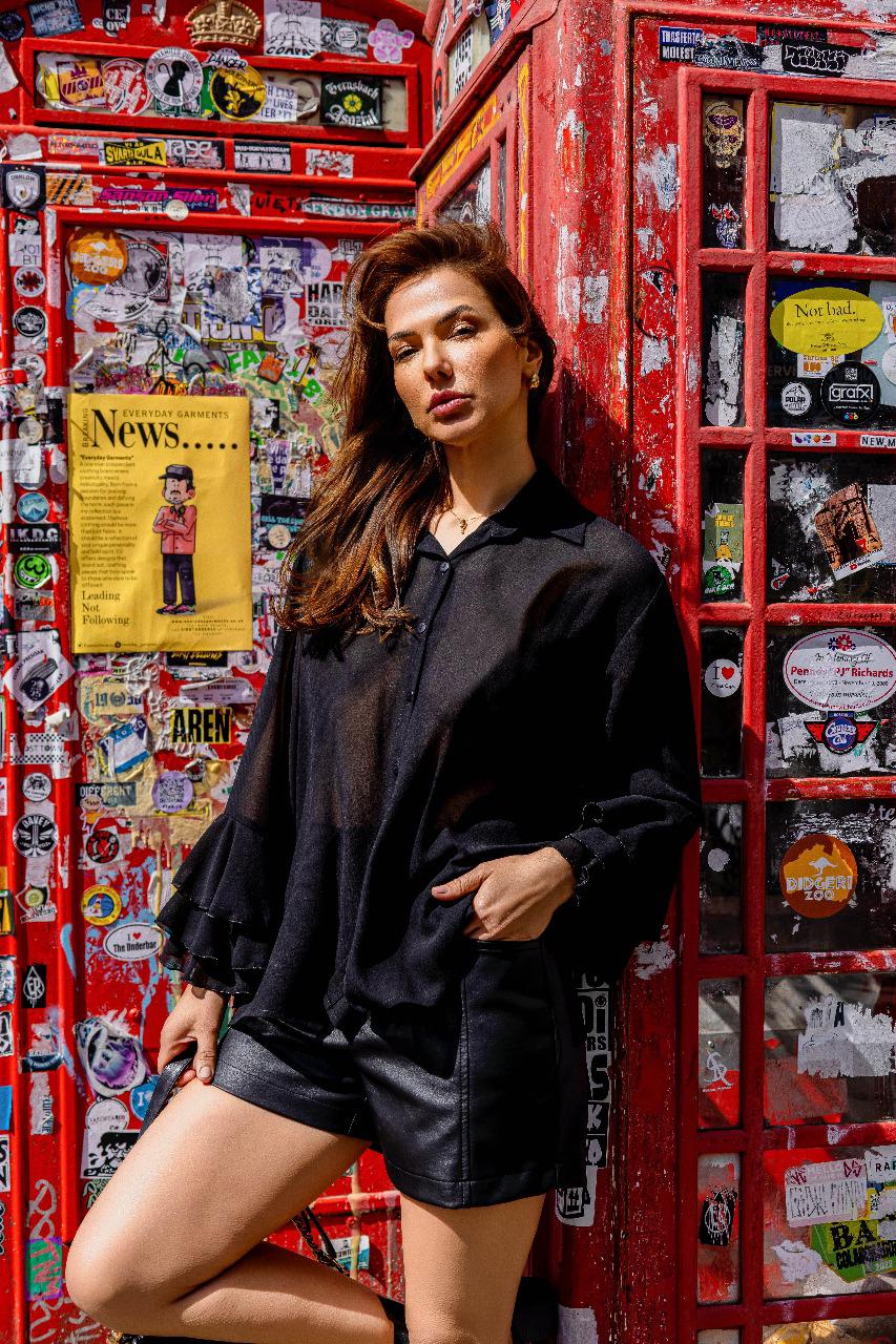 Camisa em crepe manga longa ampla Jane