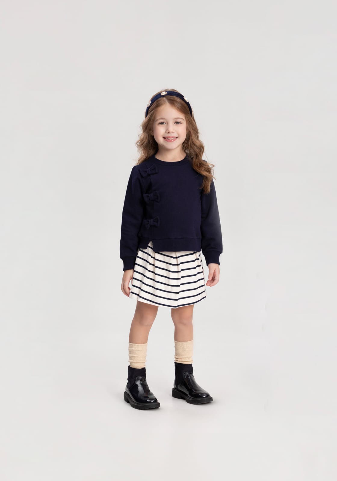 Conjunto Alakazoo com Blusão e Shorts Saia Listrado