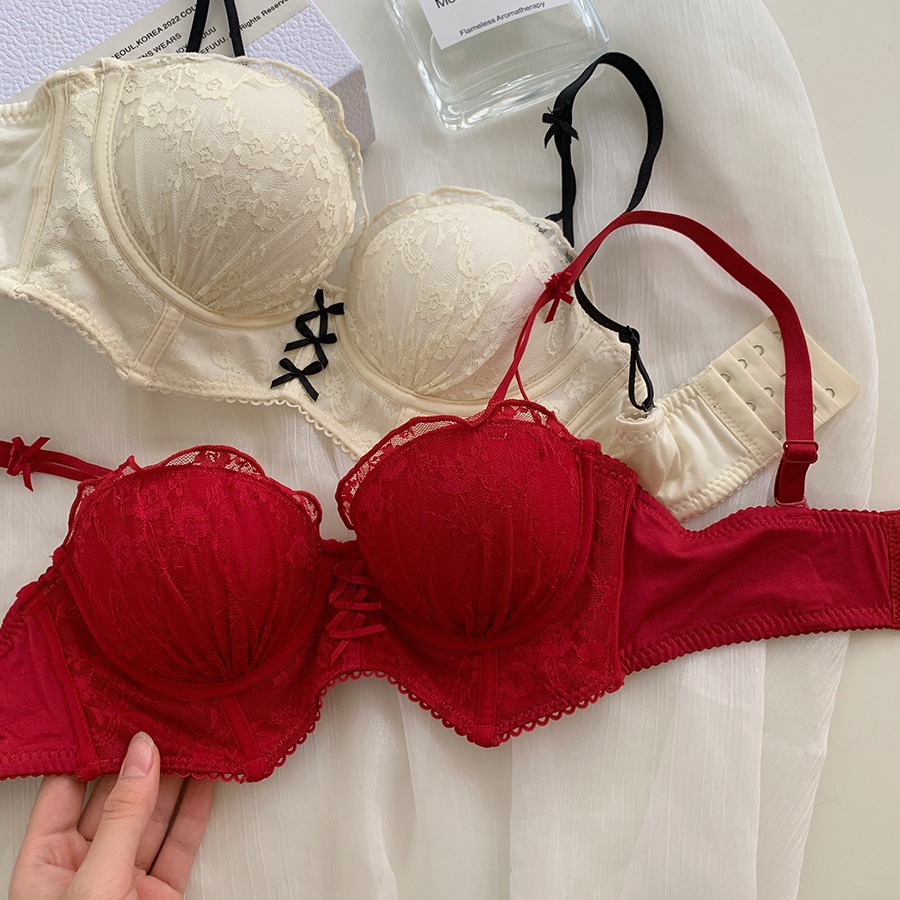 Dulce Paris   Sutiã de Renda Vermelha com Toque Fino