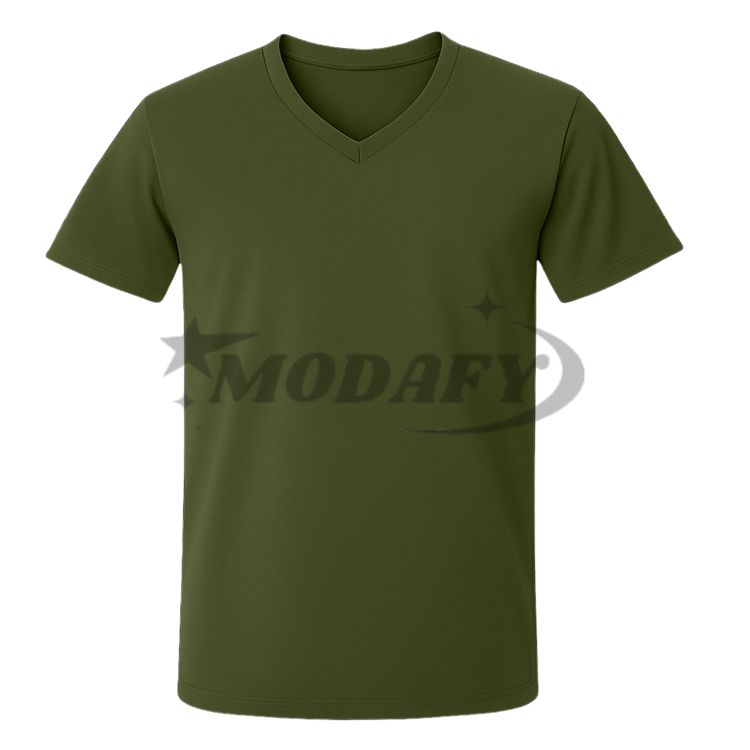 Camisa Gola V Verde Musgo Modafy