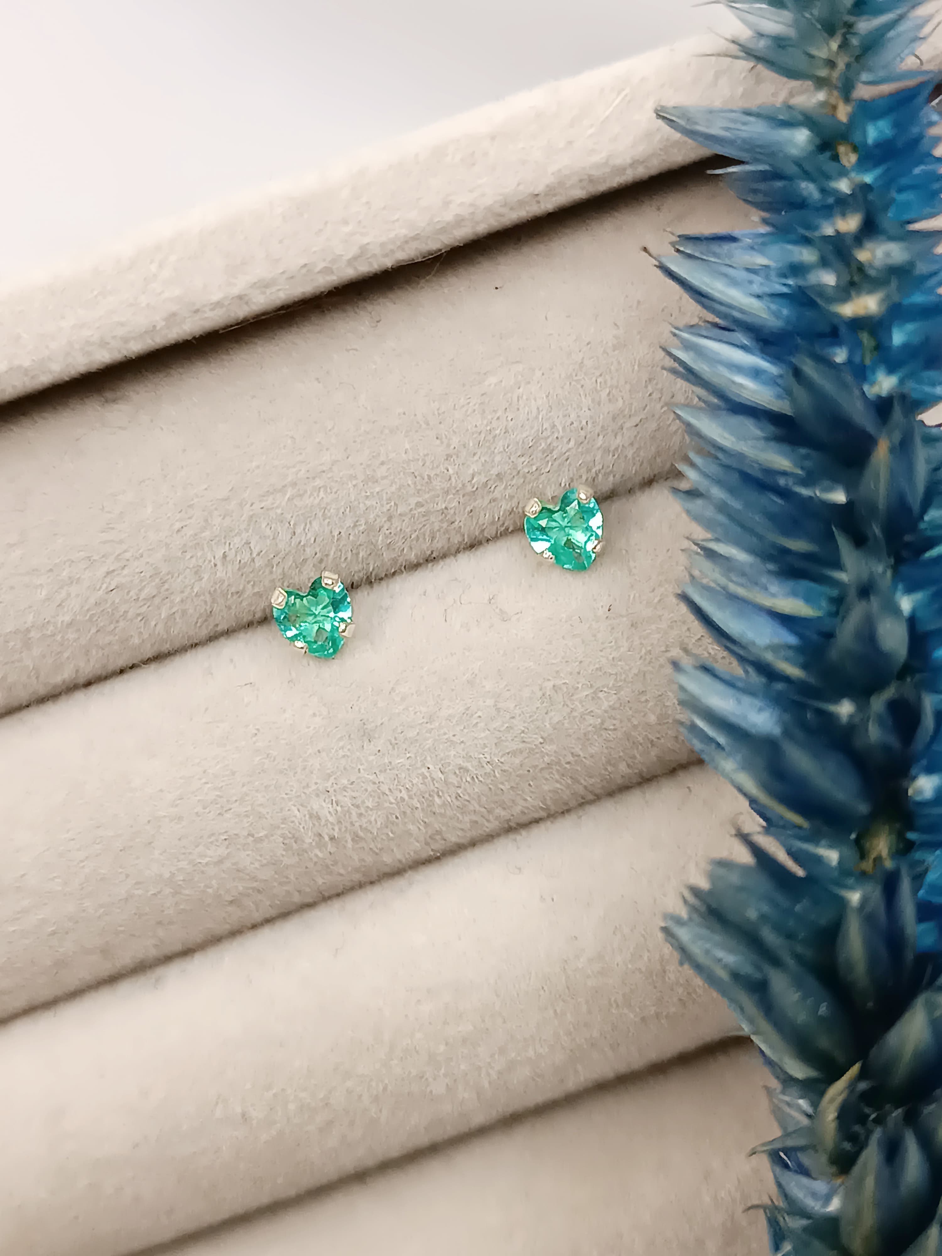 Brinco Coração Zircônia Verde Prata 925