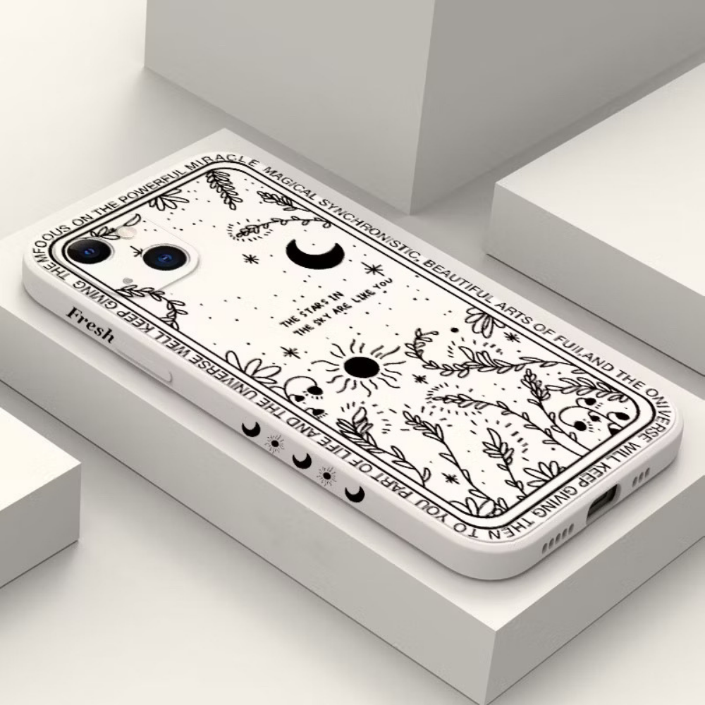 Lua Fresca Estrela Caso De Telefone Para iPhone 11 13 15 12 14 16 Pro Max 16e X XR XS SE 2020 8 7 Plus Capa Macia