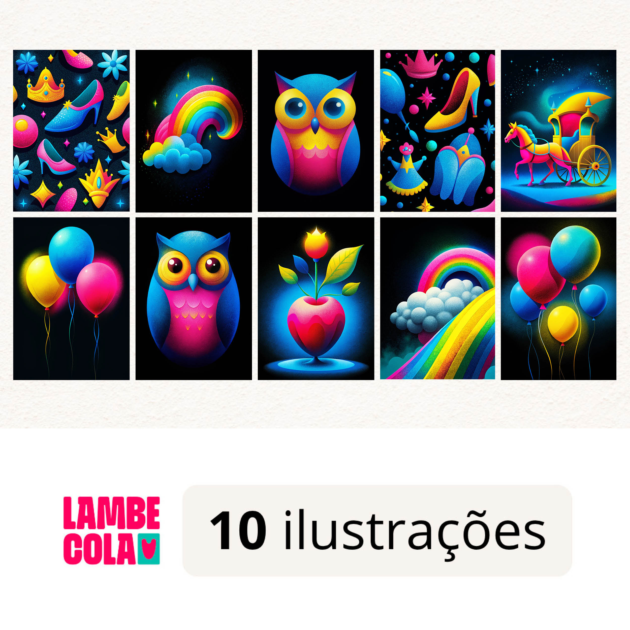 Kit papel de parede estilo Lambe Lambe decoração Fantasia de Contos de Fadas