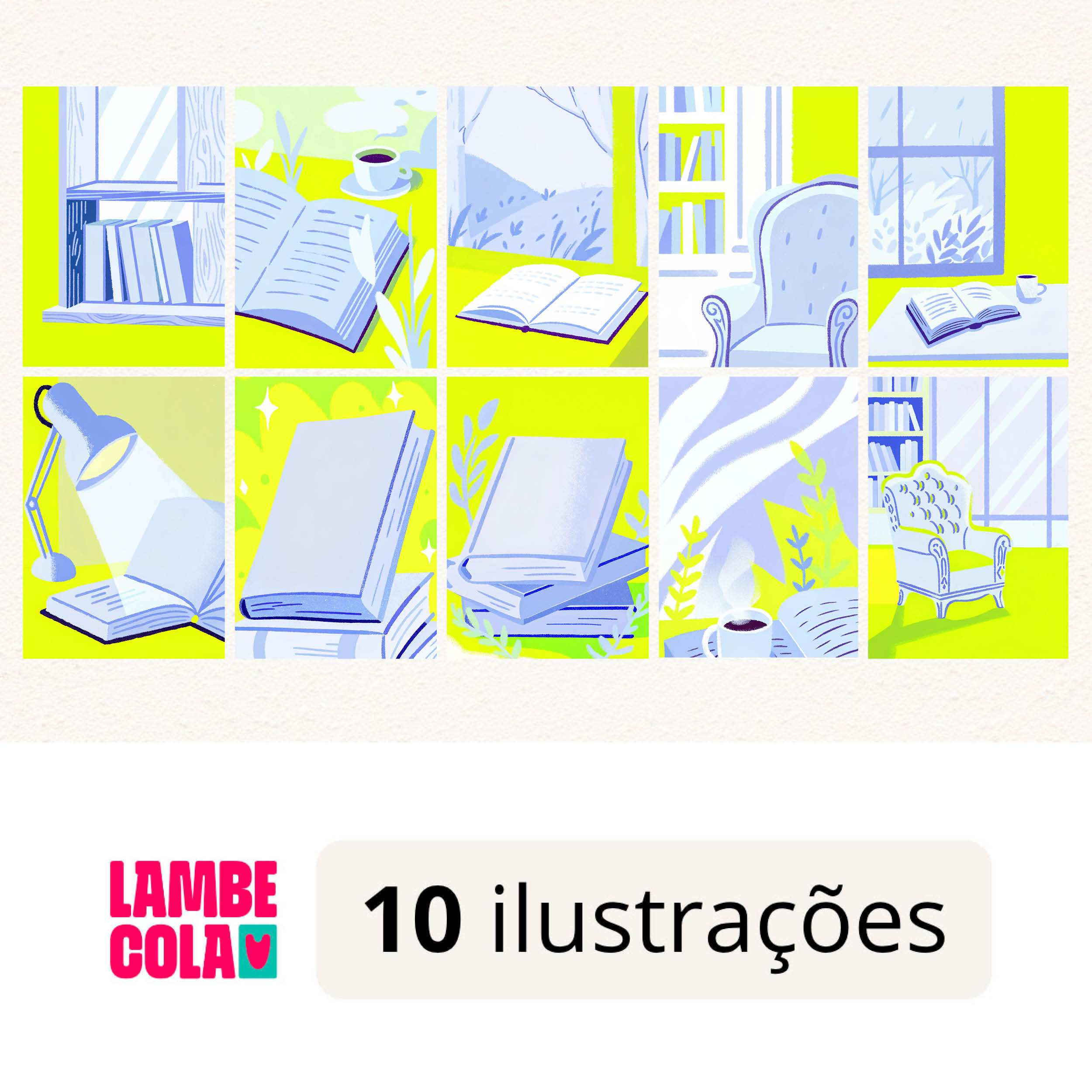 Kit papel de parede estilo Lambe Lambe decoração Refúgio Literário
