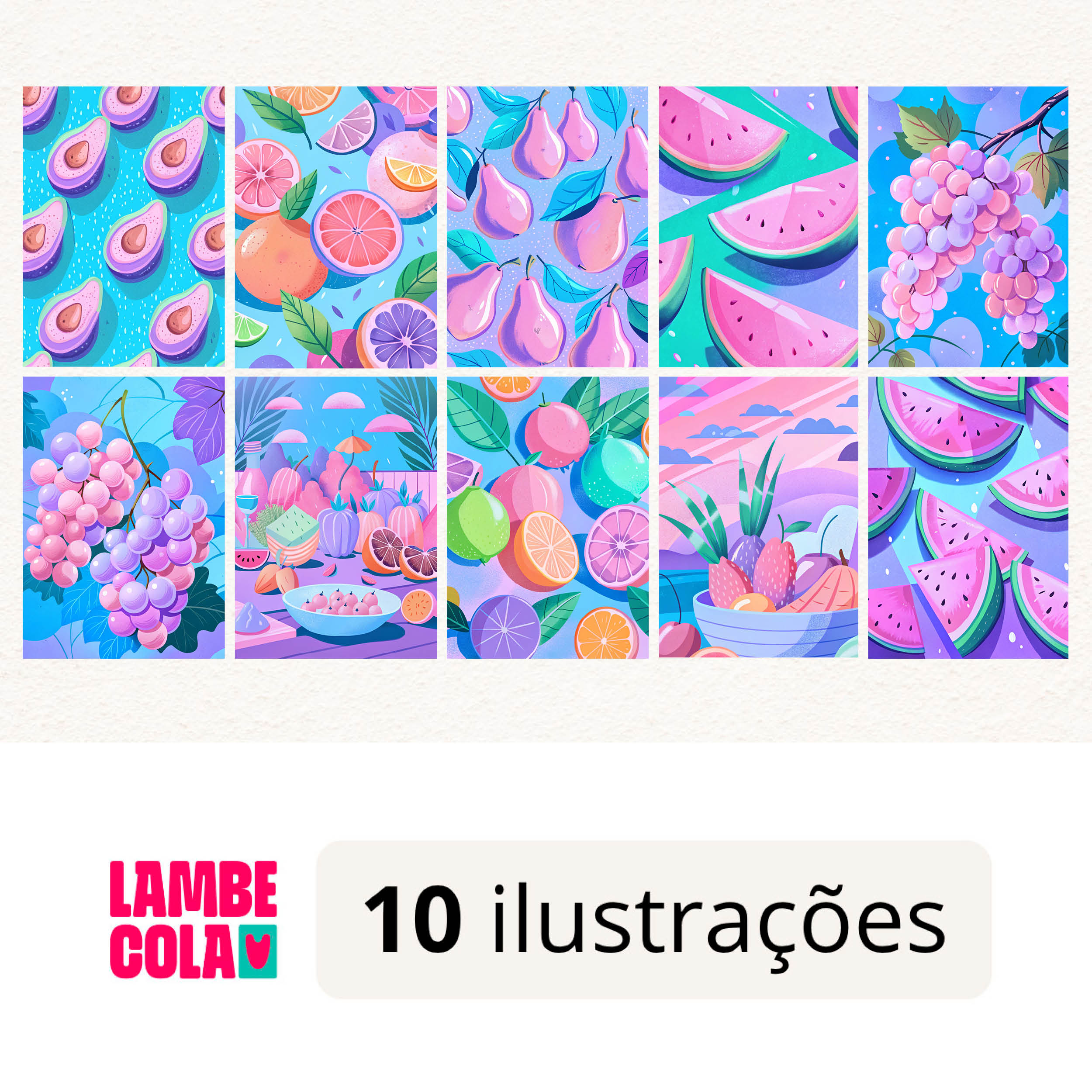 Kit papel de parede estilo Lambe Lambe decoração Jardim de Frutas Encantado