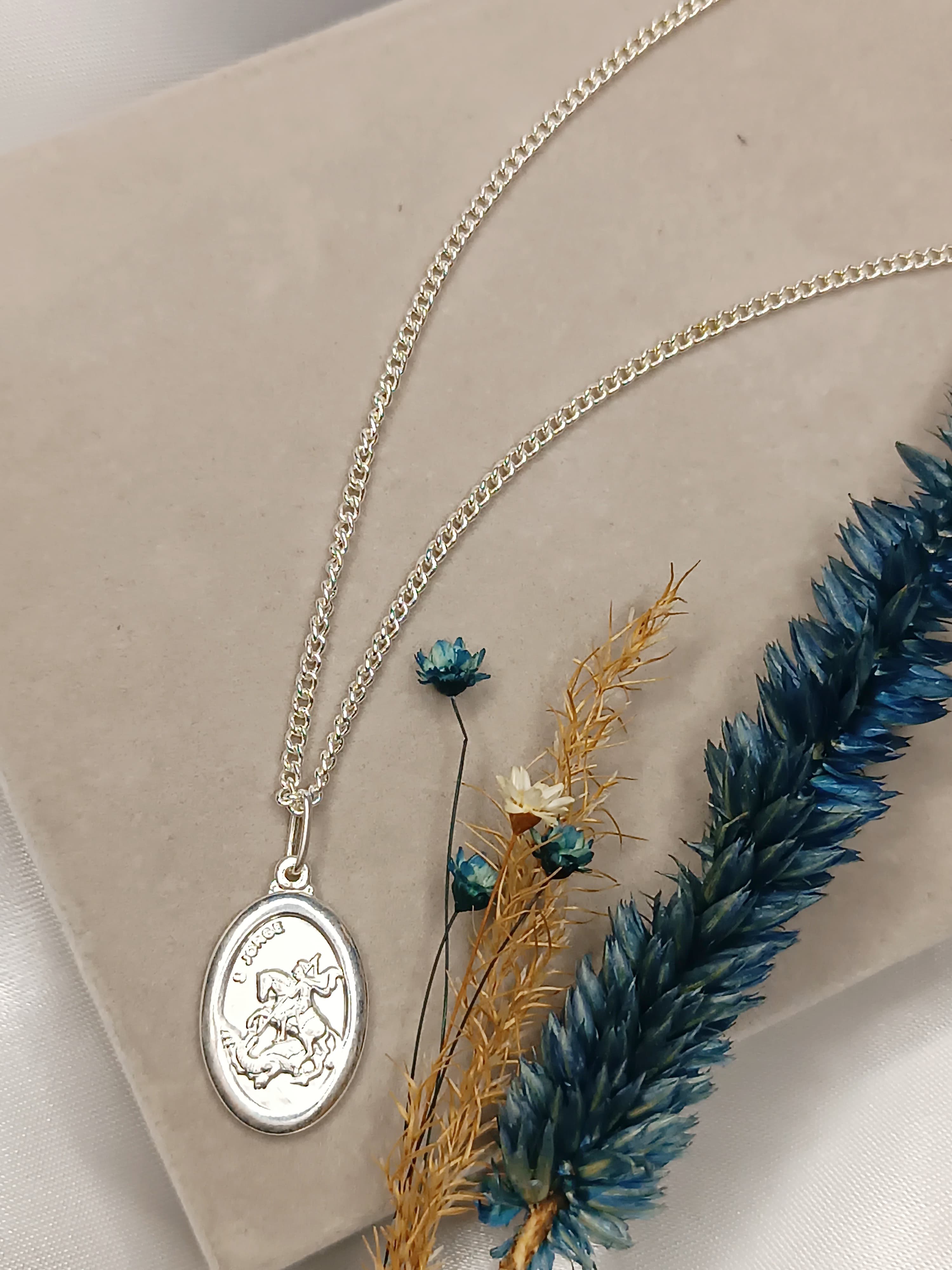 Medalha de São Jorge com Corrente Grumet 60cm + Extensor de 5cm Fé e Força