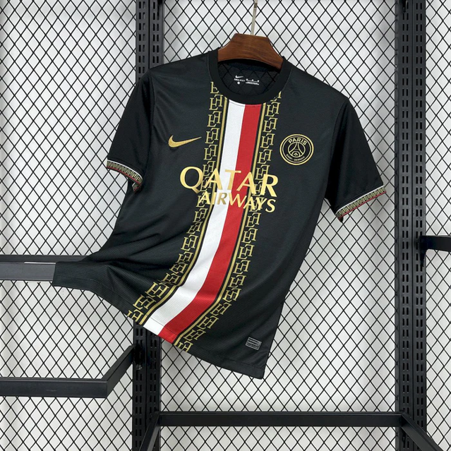 Camisa PSG Preta e Dourada 25/26 Torcedor Masculina