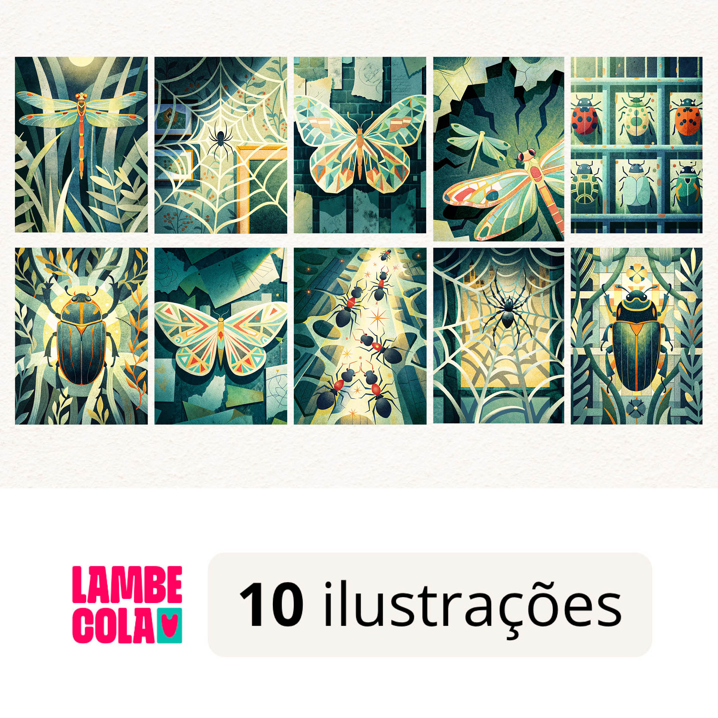 Kit papel de parede estilo Lambe Lambe para decoração Vida de Inseto