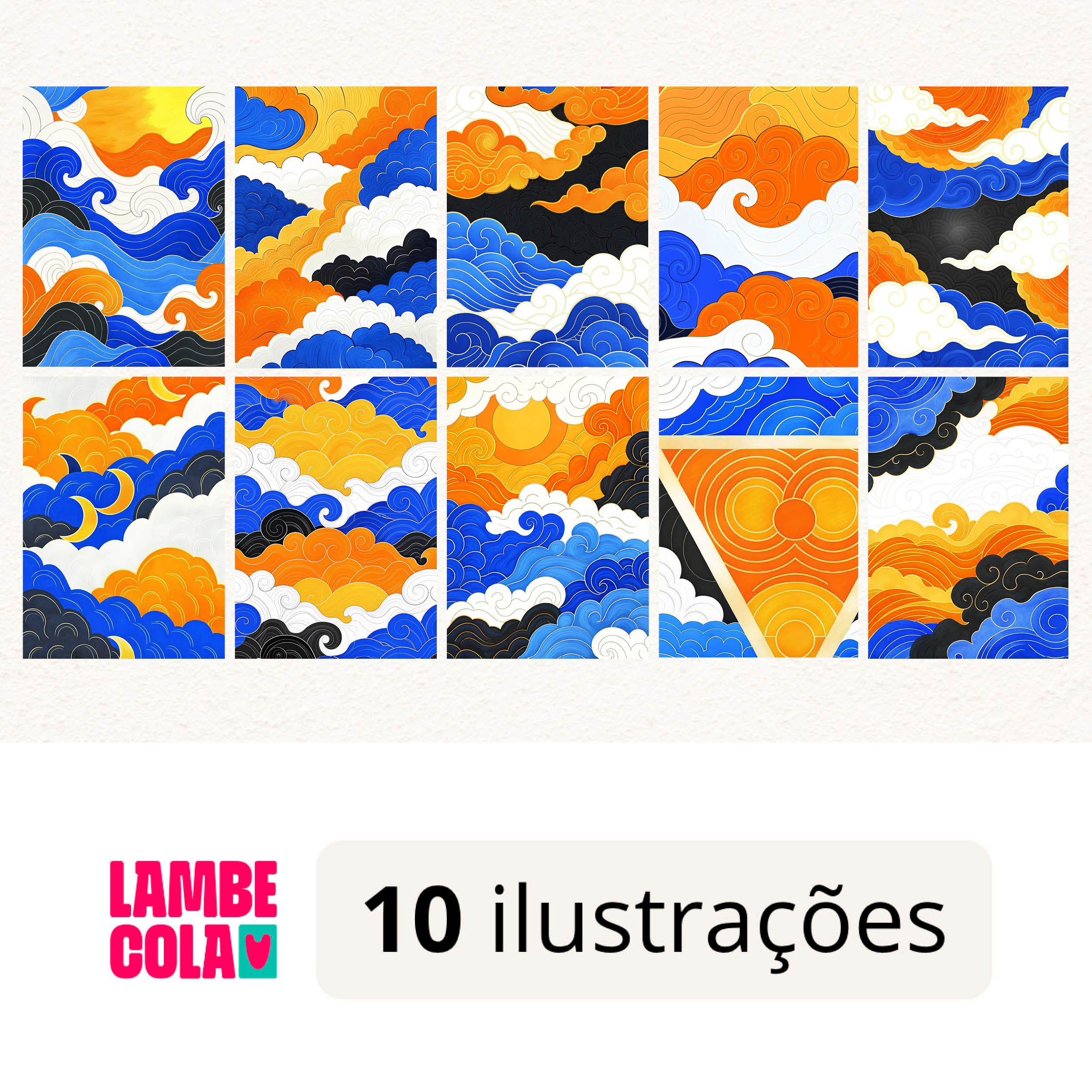 Kit papel de parede estilo Lambe Lambe para decoração Céu Oriental