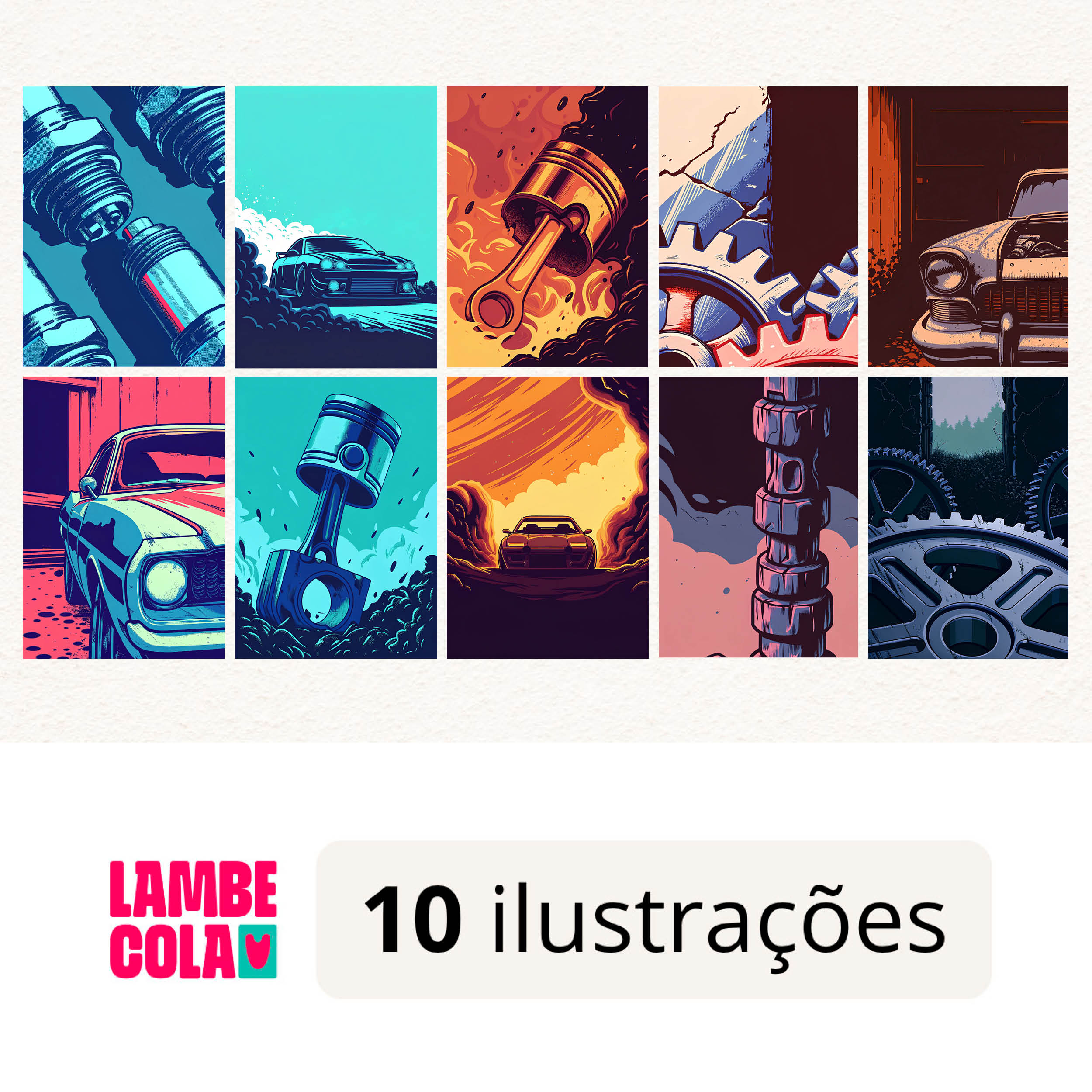 Kit papel de parede estilo Lambe Lambe para decoração Mecânica e Velocidade