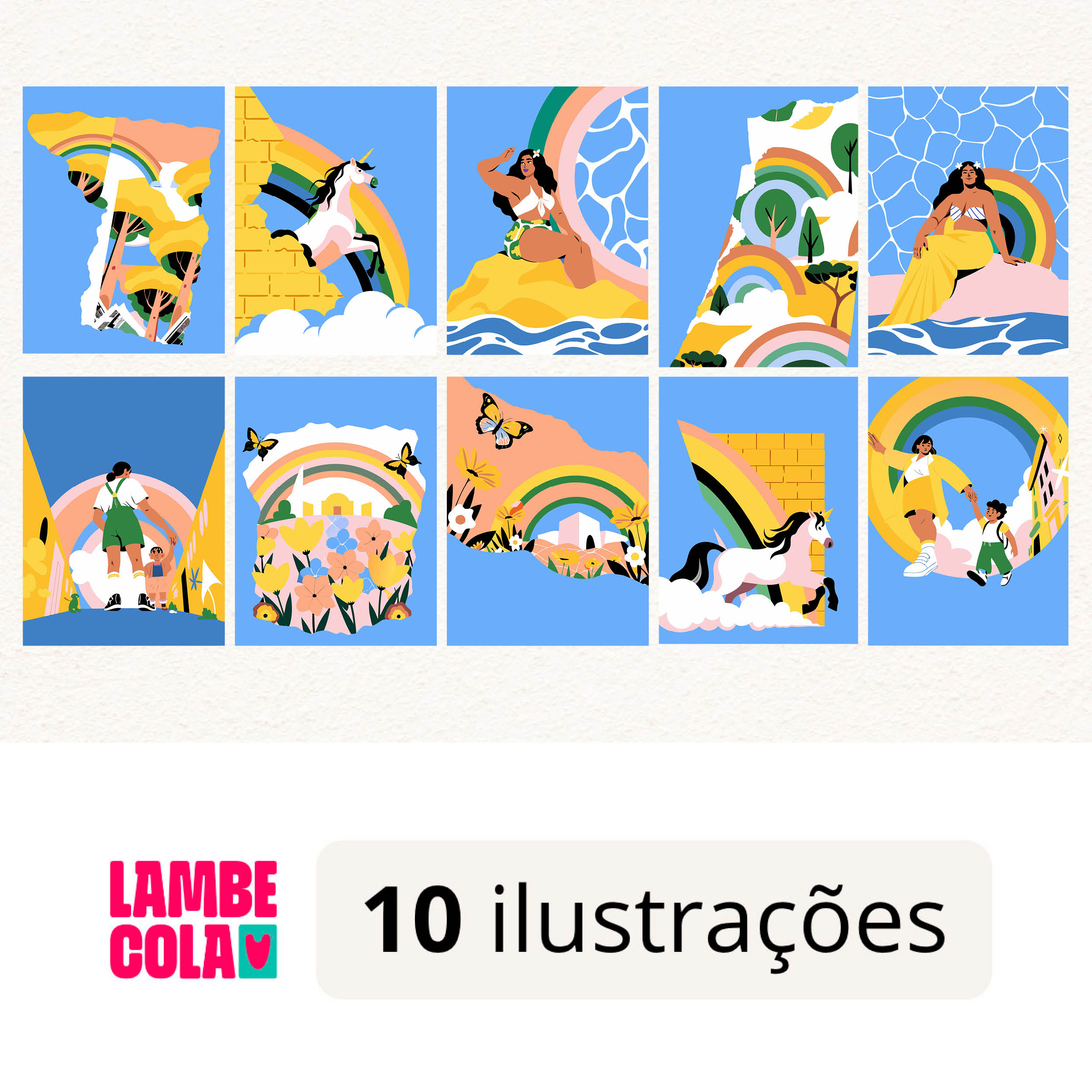 Kit papel de parede estilo Lambe Lambe para decoração O Mundo de Fantasia