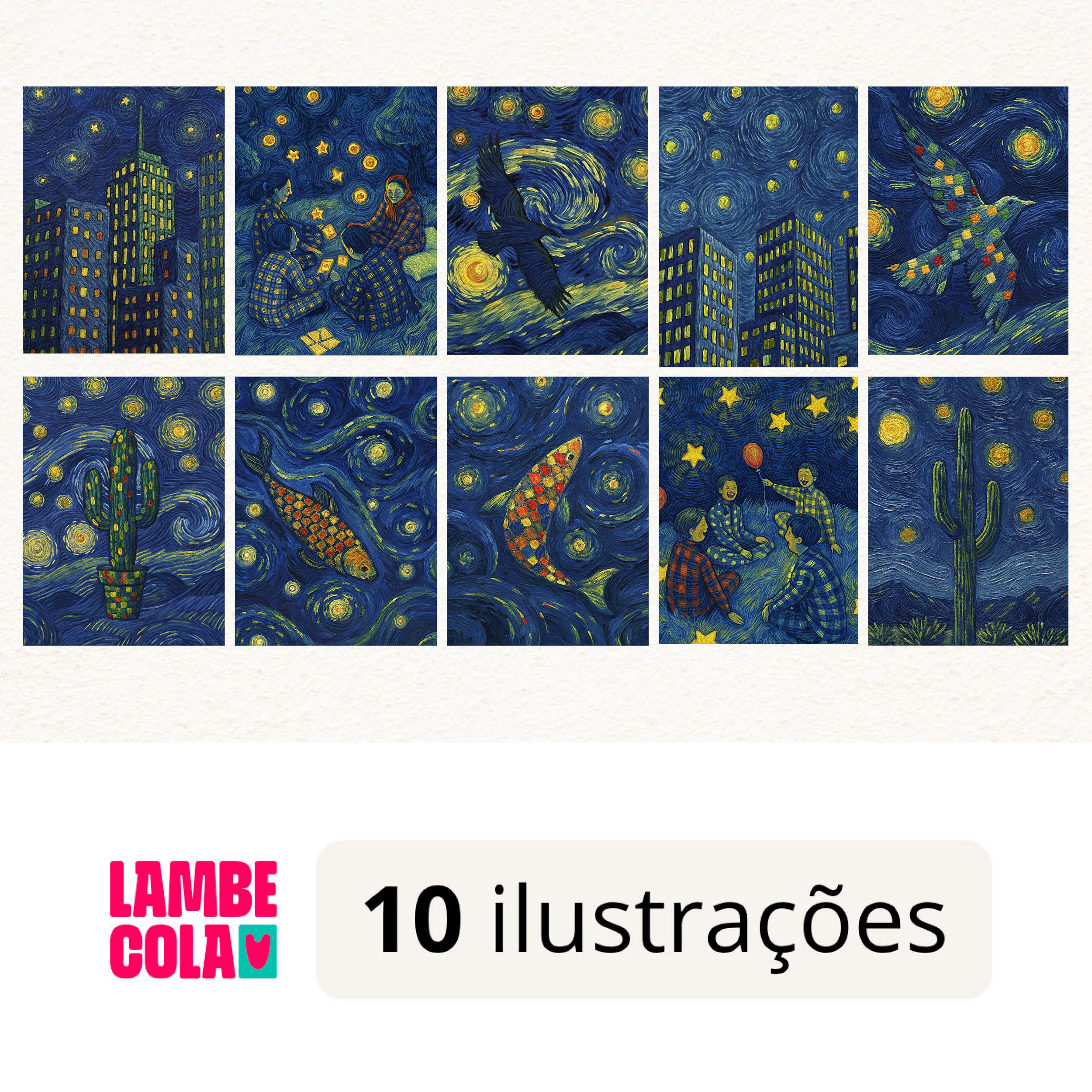 Kit papel de parede estilo Lambe Lambe para decoração Noite Estrelada Urbana