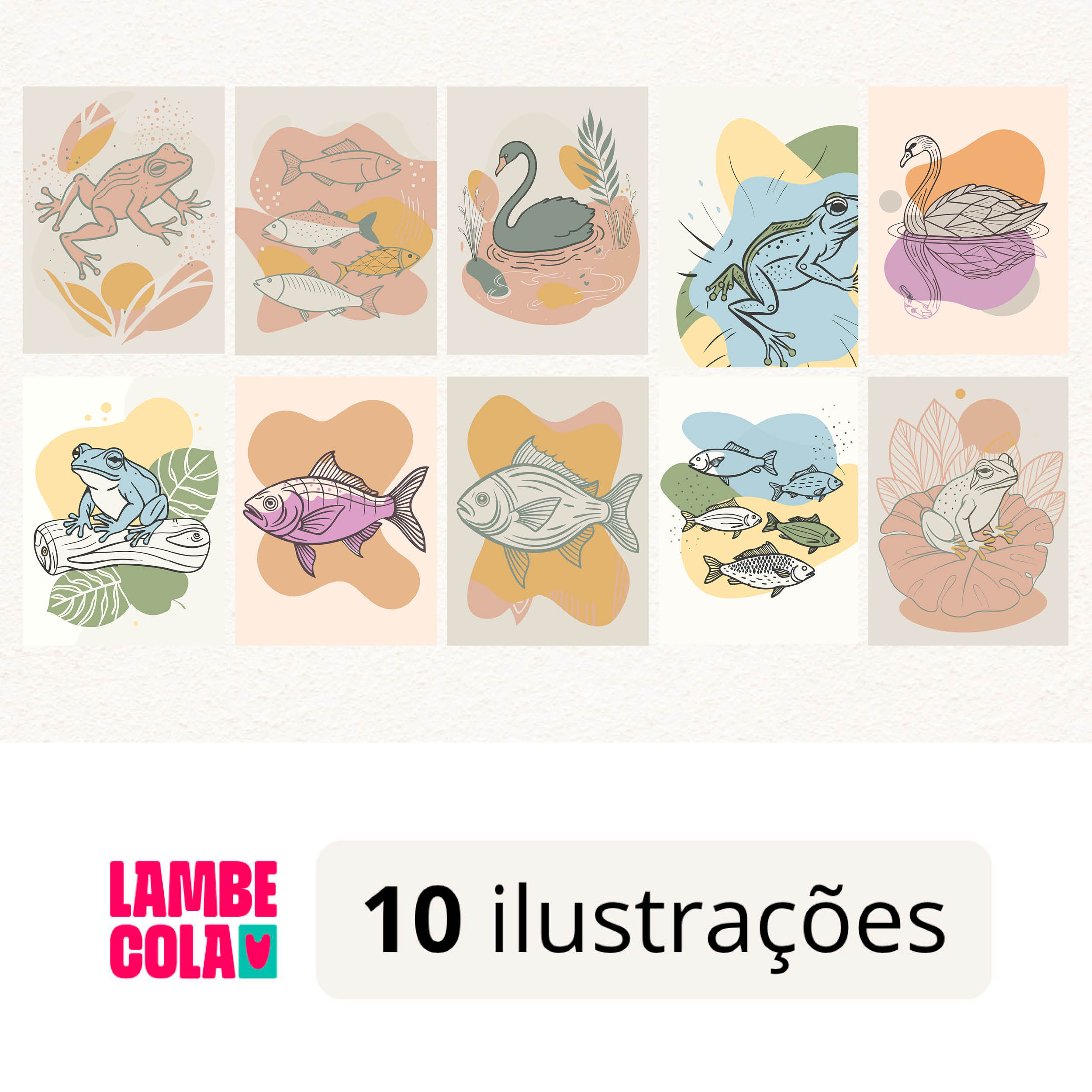 Kit papel de parede estilo Lambe Lambe para decoração Vida no Pântano