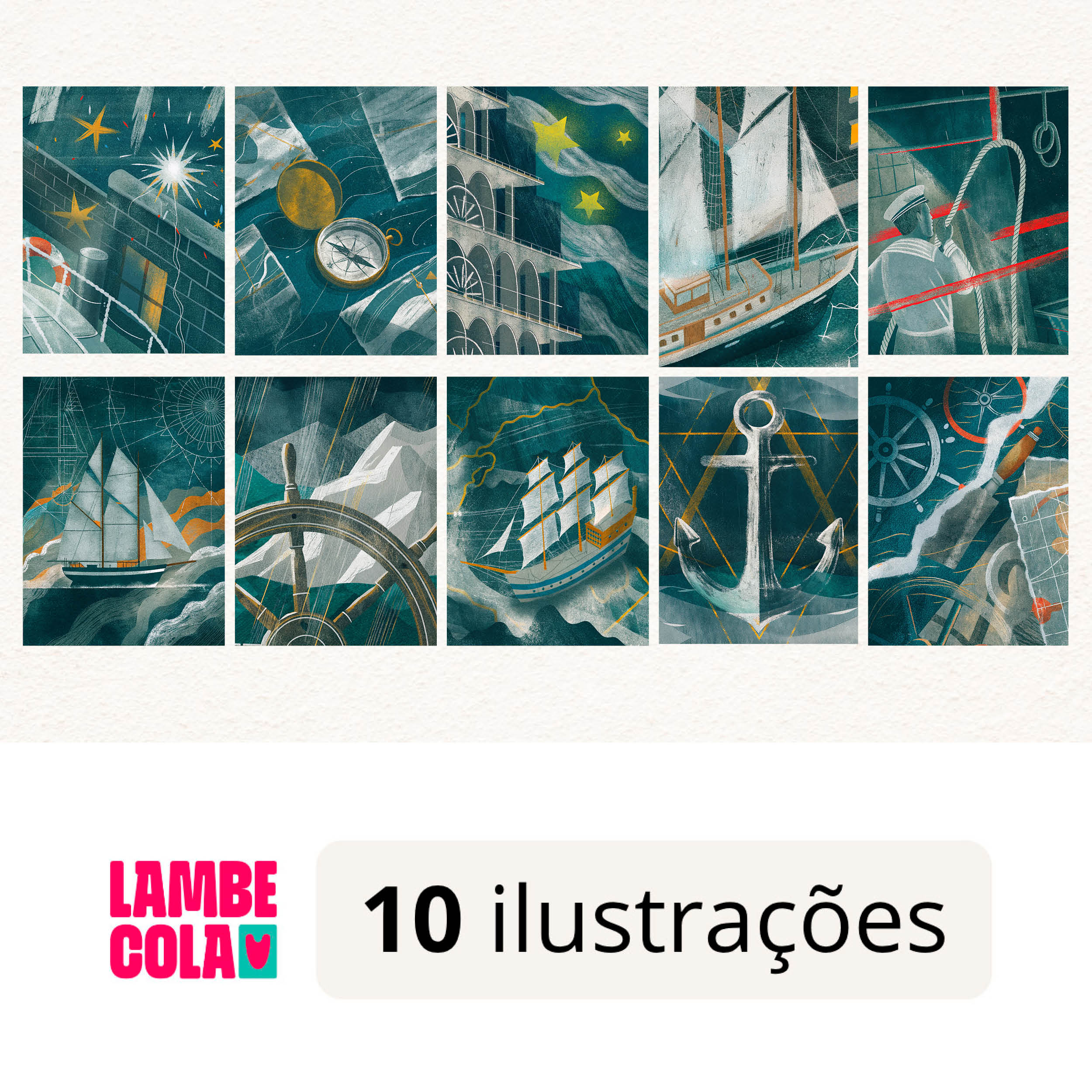 Kit papel de parede estilo Lambe Lambe para decoração Navegação Vintage