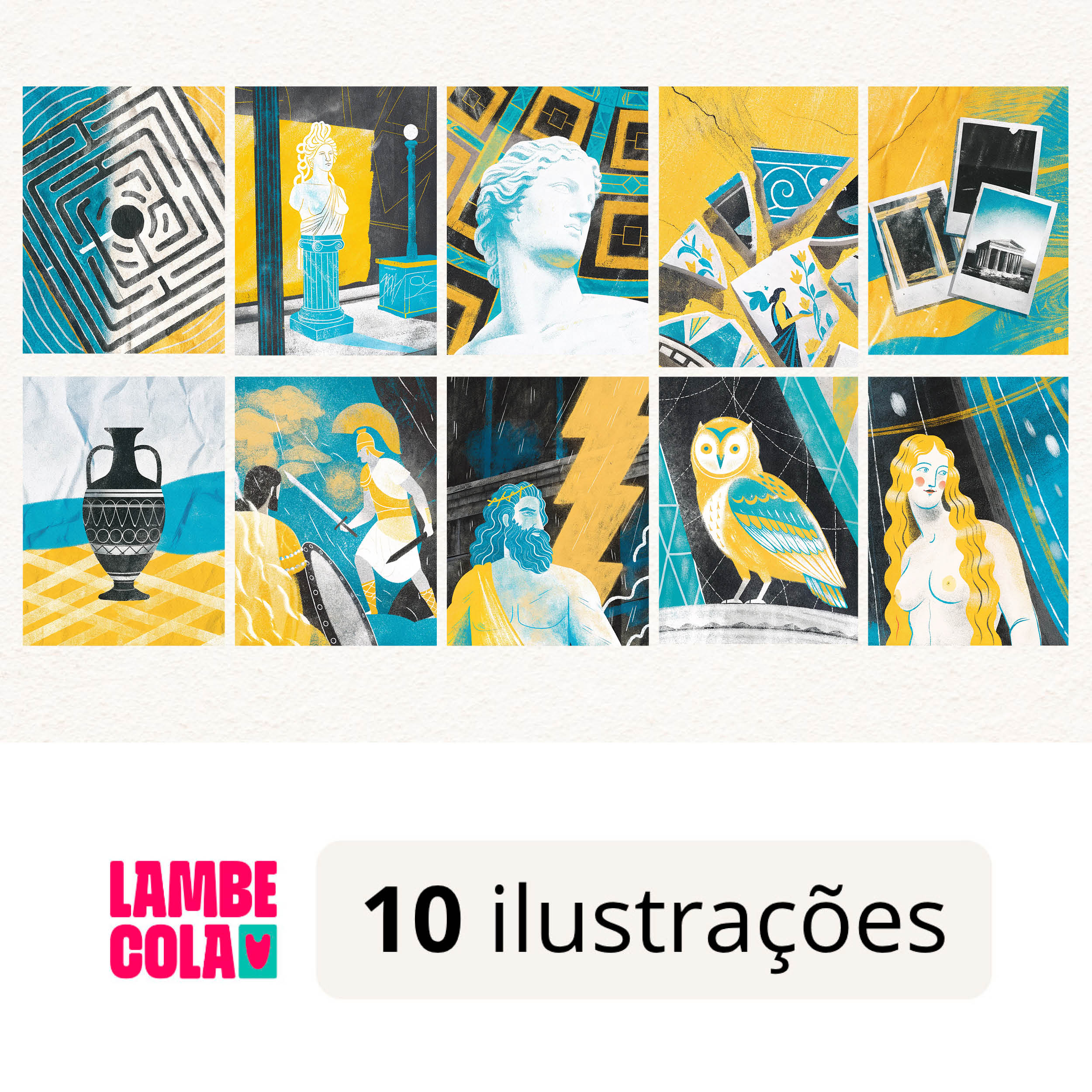 Kit papel de parede estilo Lambe Lambe para decoração Mitologia Grega