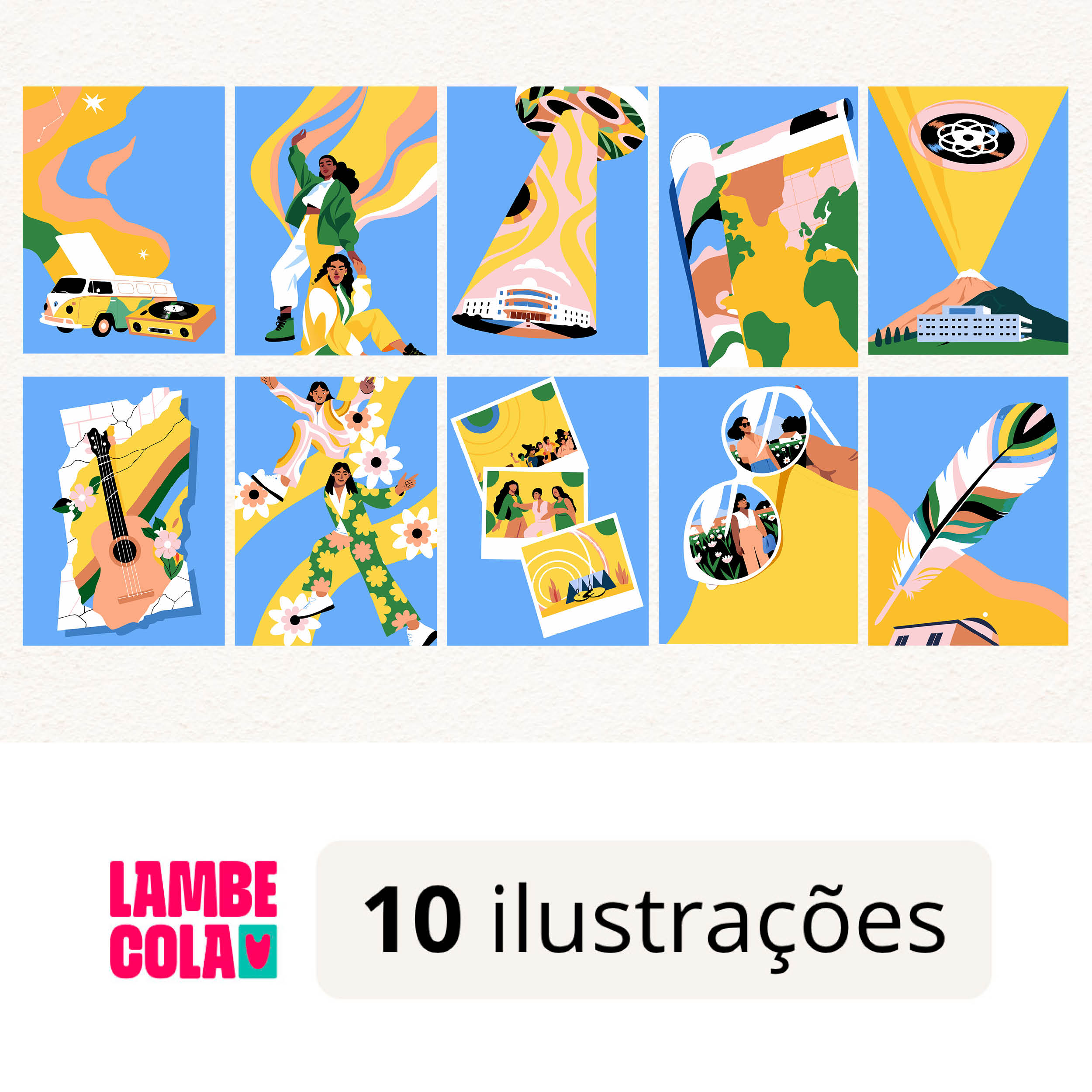 Kit papel de parede estilo Lambe Lambe para decoração Viagem e Aventuras