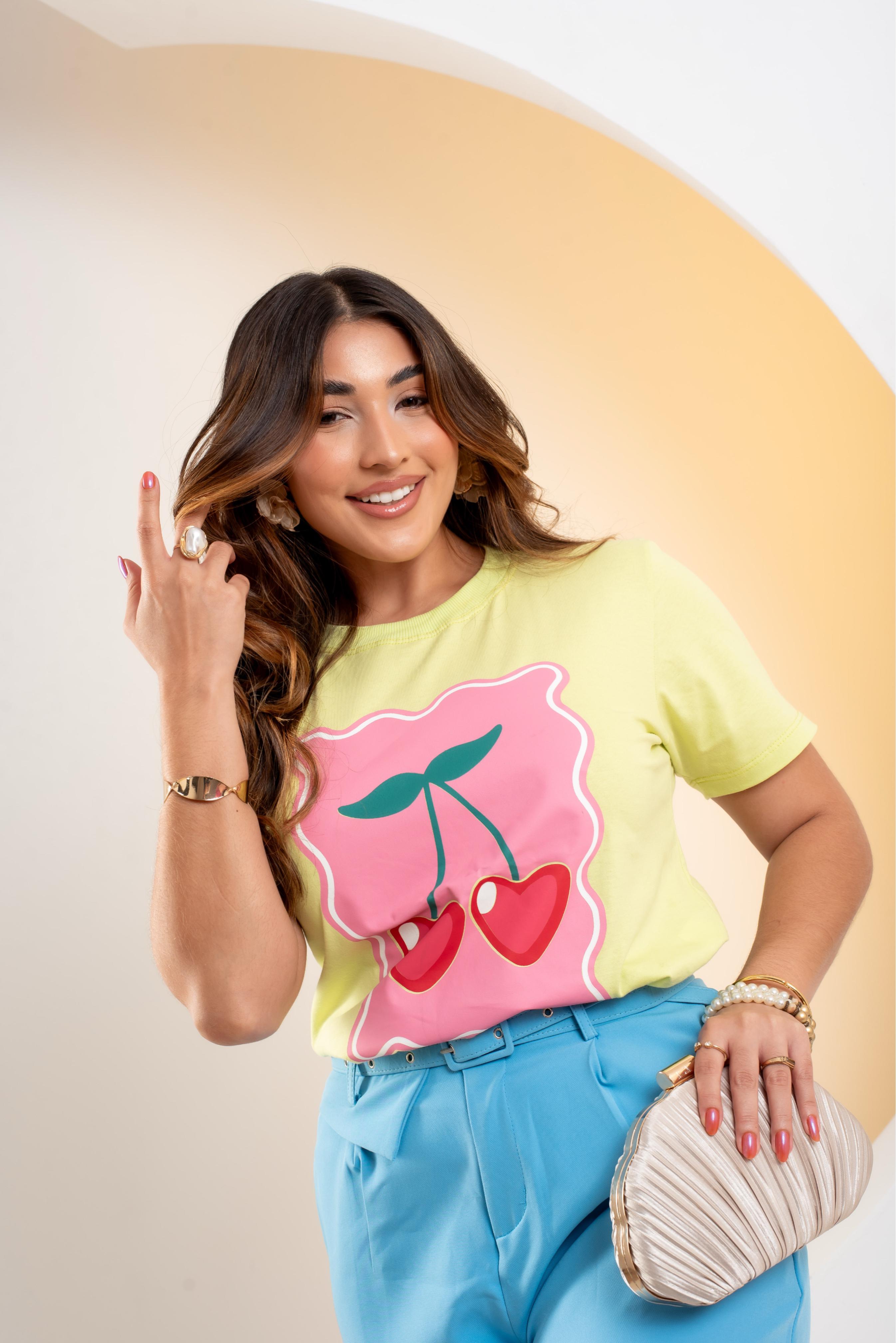 Camiseta Estampada de Cerejas