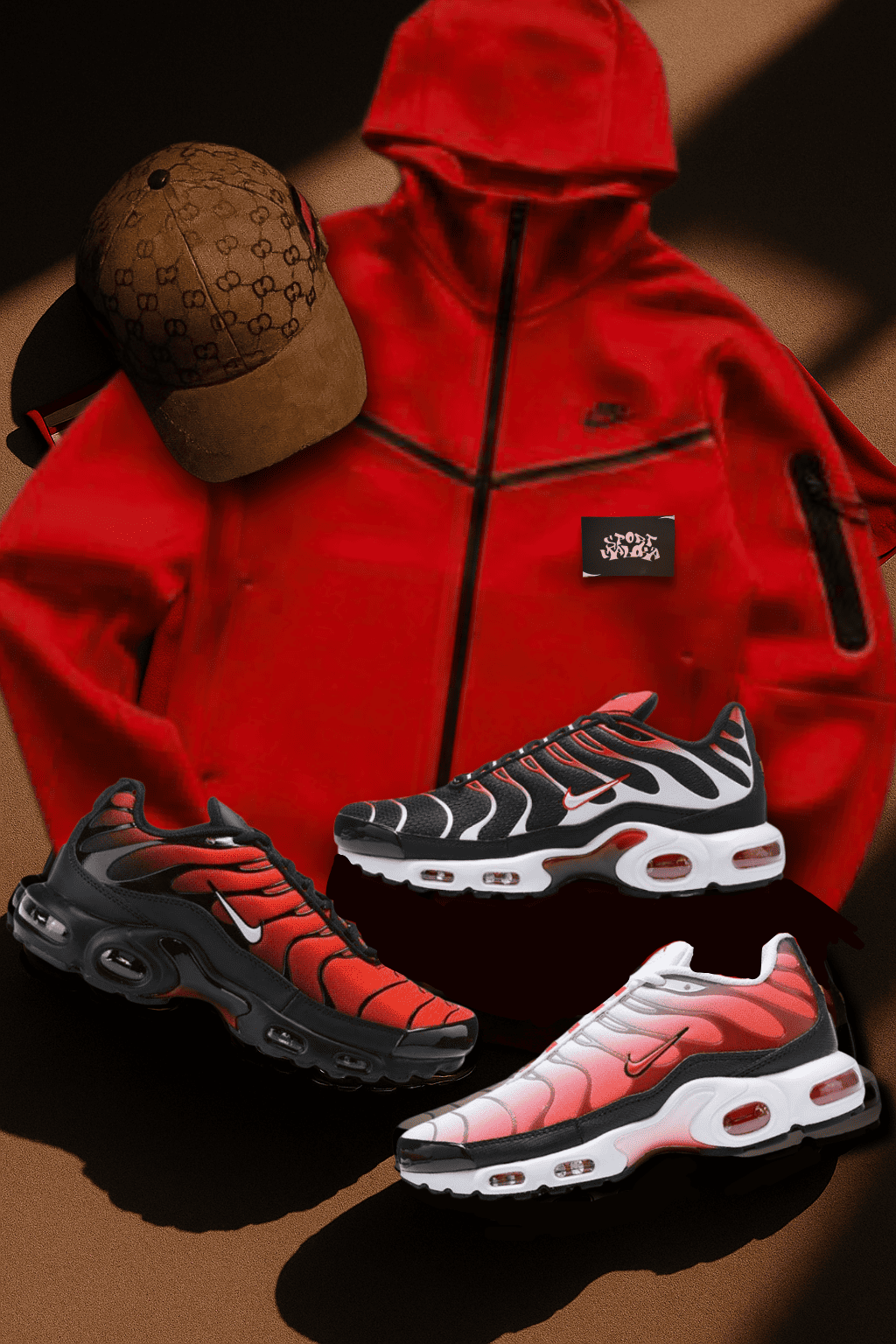 Kit 2 Peças + BRINDE Tech fleece vermelho + Air Max Tn