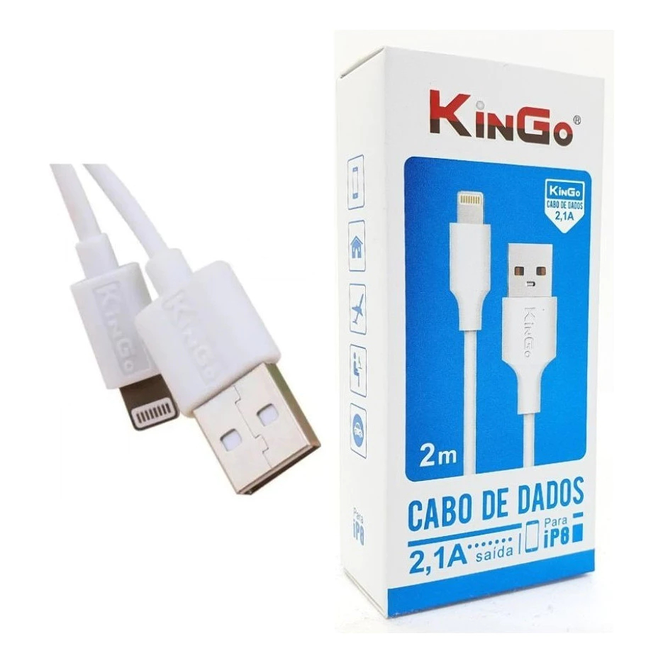 Cabo Usb Kingo P/ iPhone 11 Pro Max 2mt Resistente Cor Branco