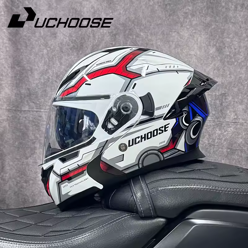 Capacete Branco Escamoteável Flip Up Com Viseira Dupla + Óculo Interno