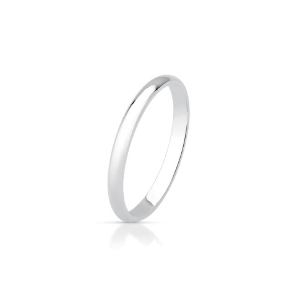 Aliança Meia Cana 2mm Liso de Prata