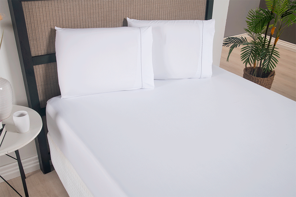 Jogo de Cama Lençol Casal 3 Peças Ponto Palito 300 Fios Versatile