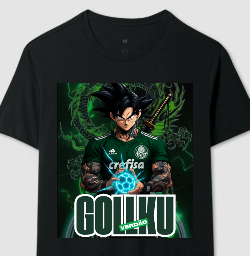 Camiseta algodão dbz goku palmeiras verdão
