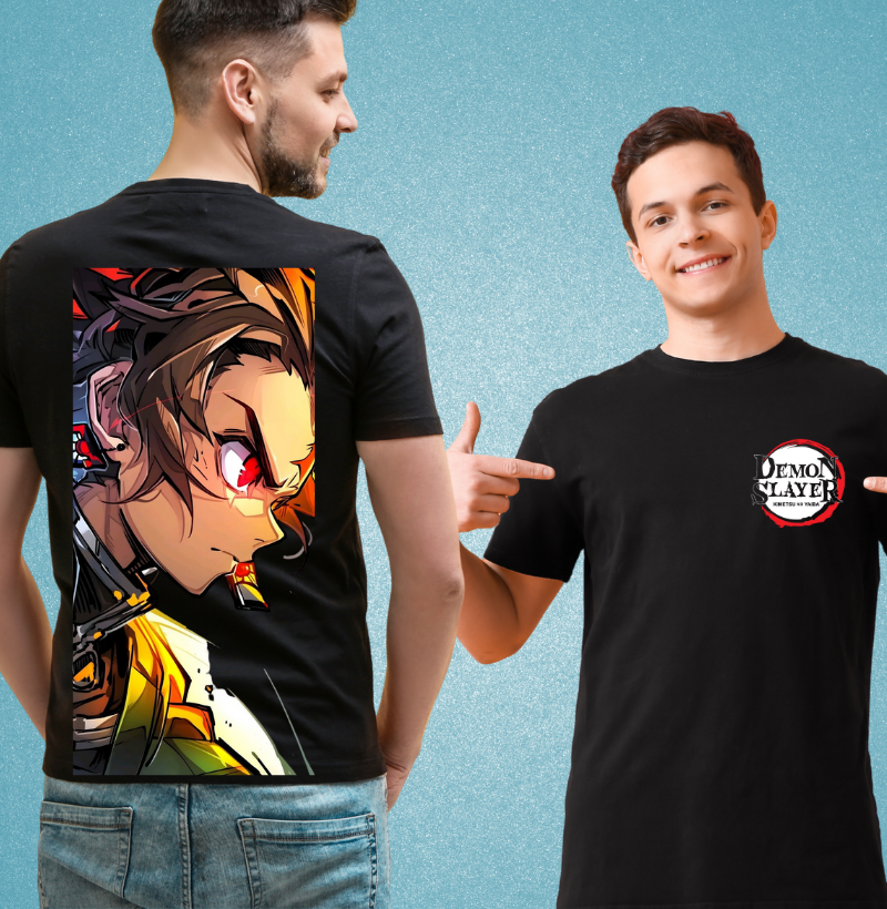 Camiseta Preta Demon Slayer tanjiro   Estampa Exclusiva em Algodão Premium