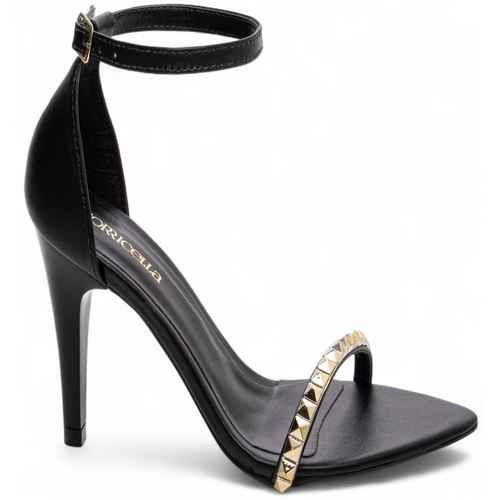 Sandália Napa Preto Salto Fino com 9 cm